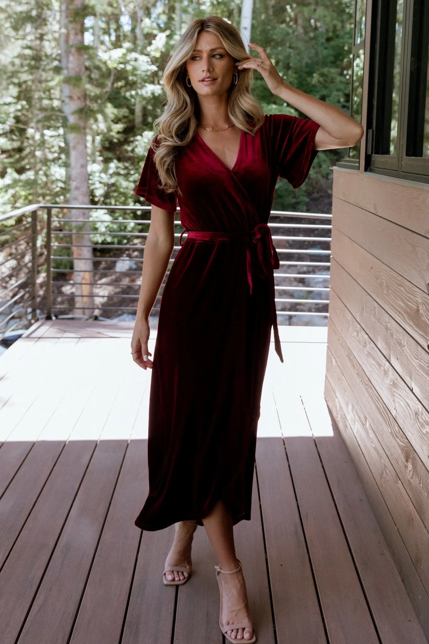 Nadine Velvet Midi Dress | Merlot sold by Baltic Born
