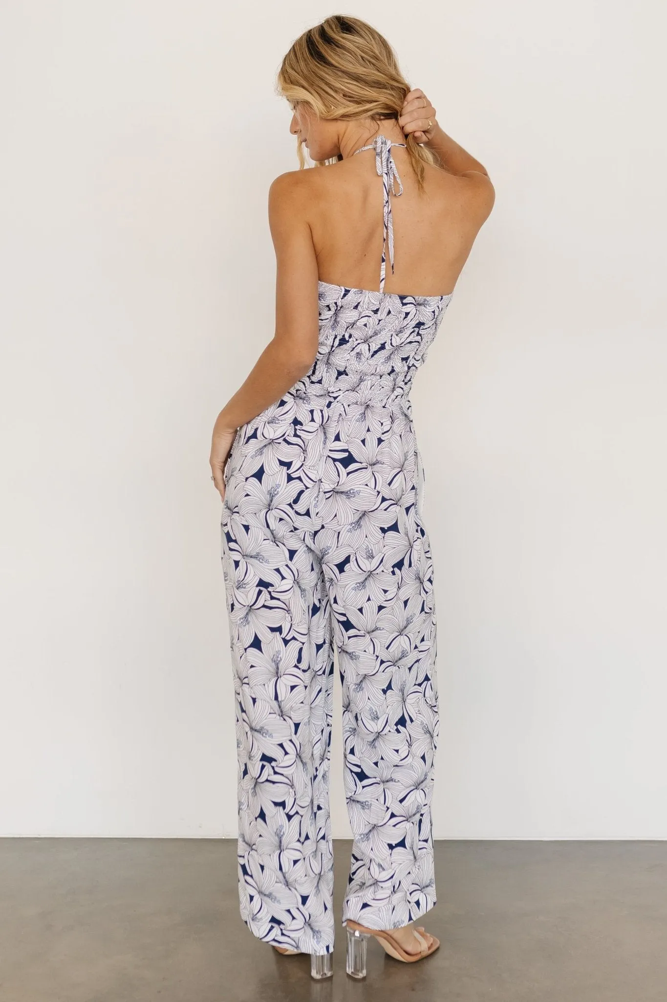 Santa Ana Halter Jumpsuit | Navy + White sold by Baltic Born product image thumbnail 2