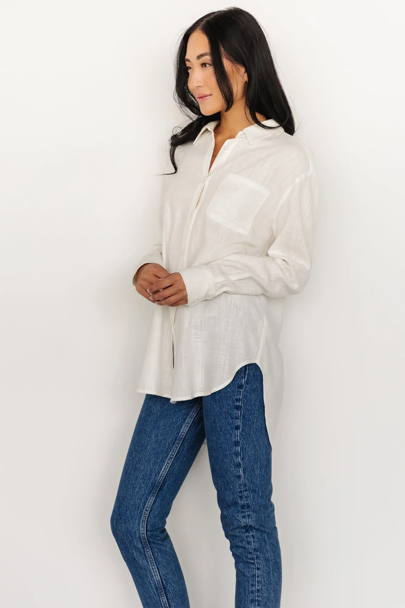 Harlan Linen Button Down Top | Off White sold by Baltic Born product image thumbnail 4