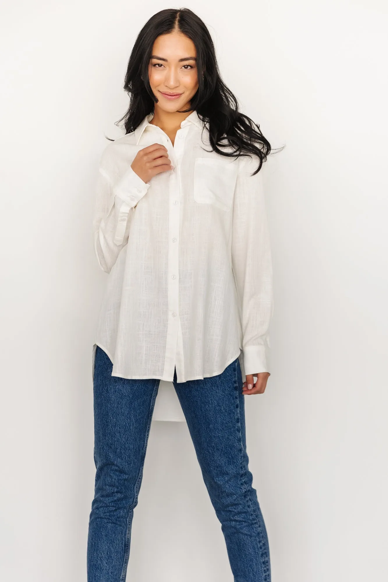 Harlan Linen Button Down Top | Off White sold by Baltic Born product image thumbnail 3