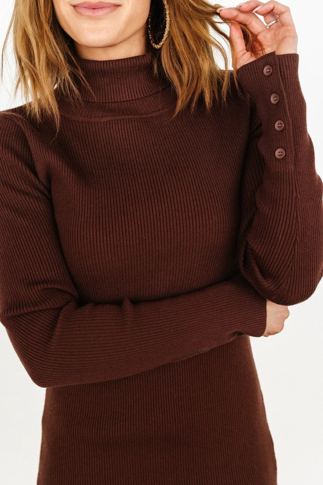 Caldwell Ribbed Turtleneck Midi Dress | Brown sold by Baltic Born product image thumbnail 4