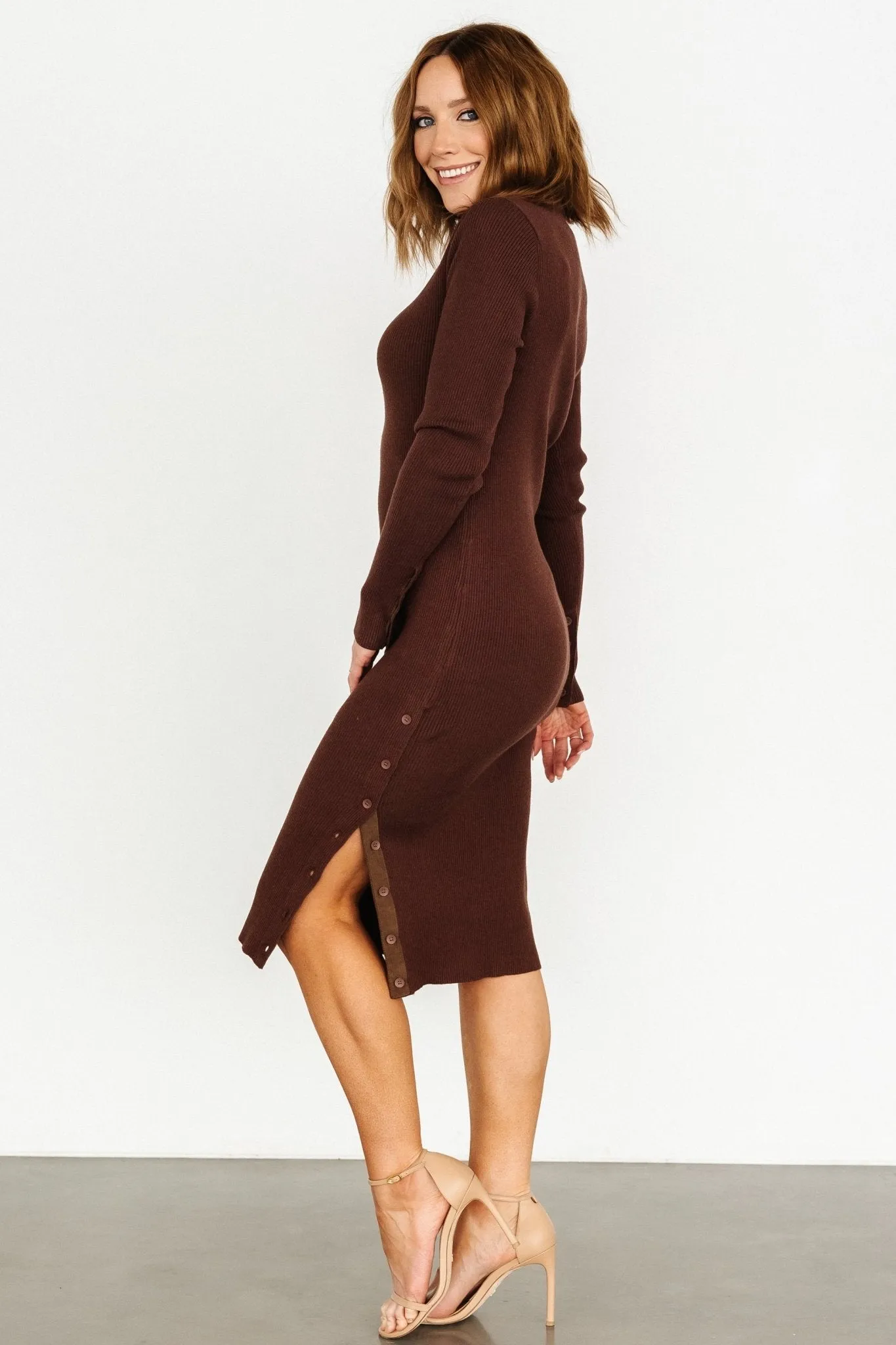 Caldwell Ribbed Turtleneck Midi Dress | Brown sold by Baltic Born product image thumbnail 5