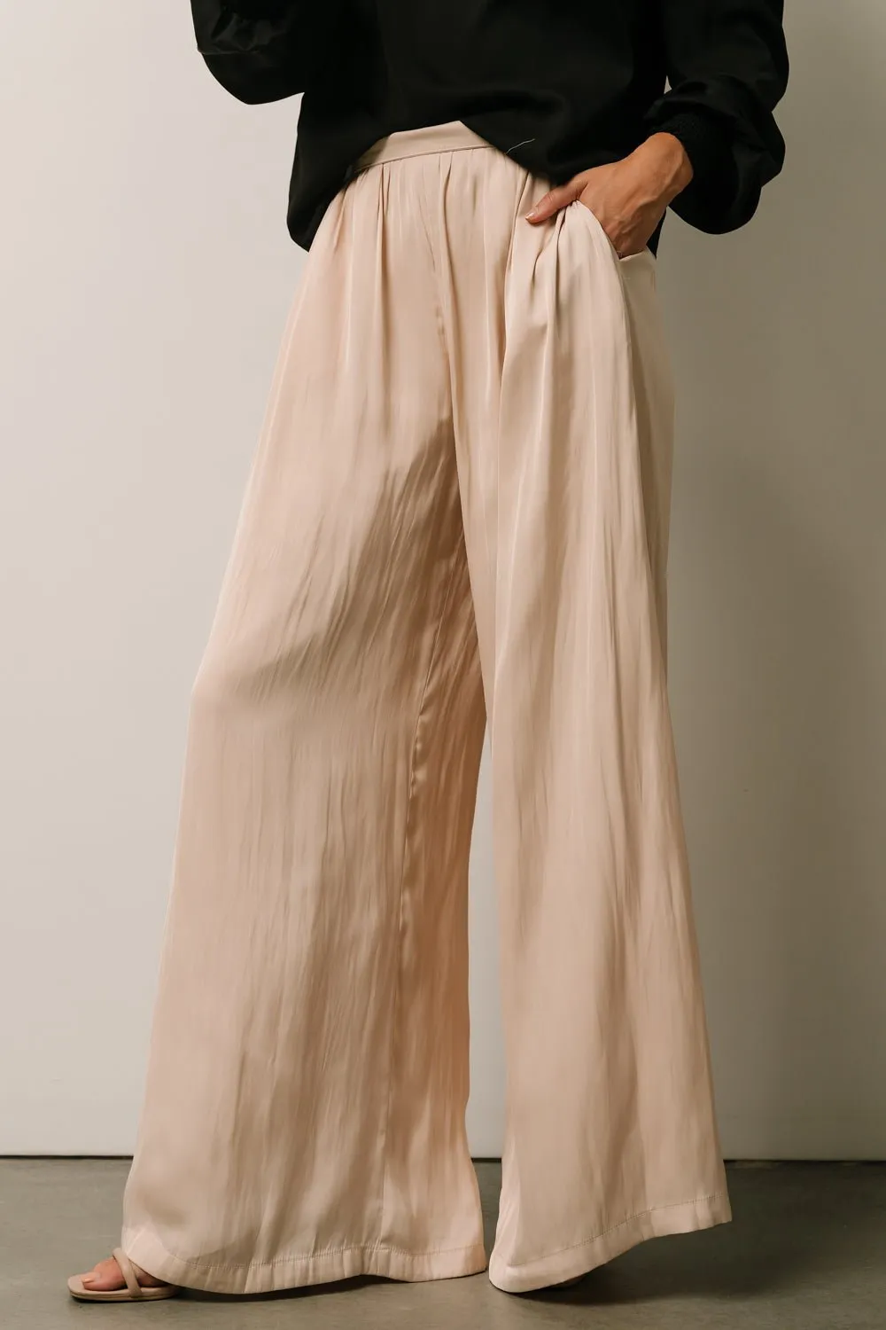 Jayla Palazzo Satin Pant | Champagne sold by Baltic Born
