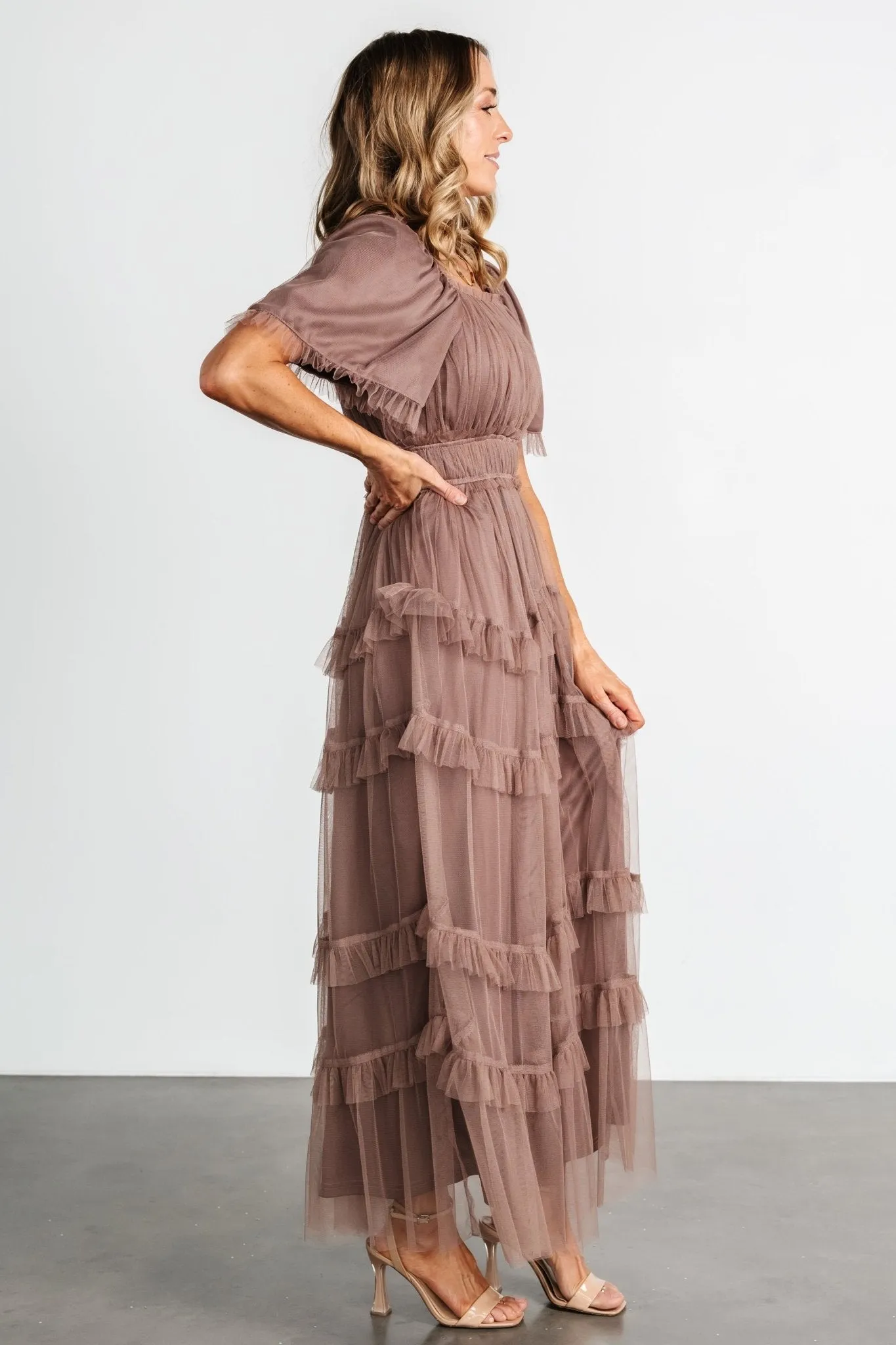 Magdalena Tulle Maxi Dress | Mink sold by Baltic Born product image thumbnail 3