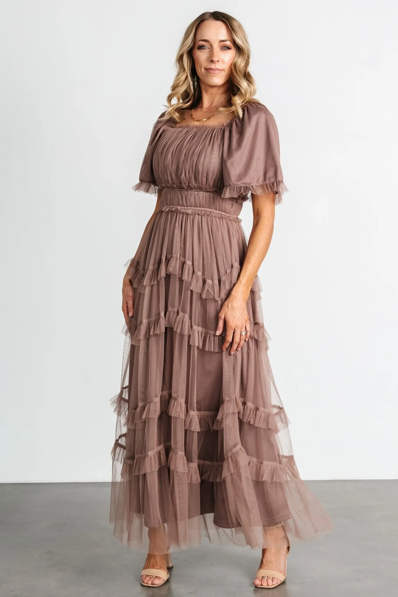 Magdalena Tulle Maxi Dress | Mink sold by Baltic Born