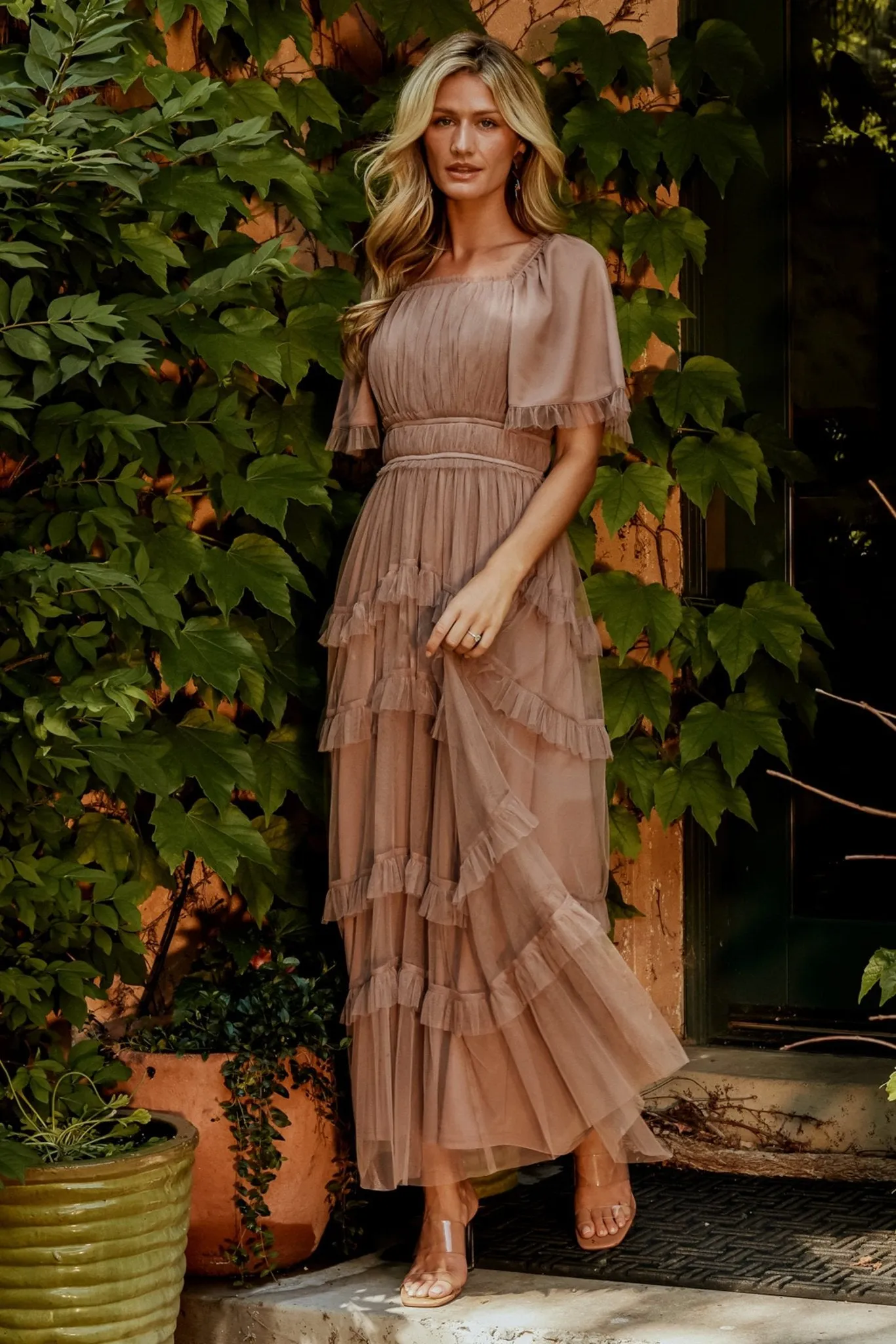 Magdalena Tulle Maxi Dress | Mink sold by Baltic Born product image thumbnail 4