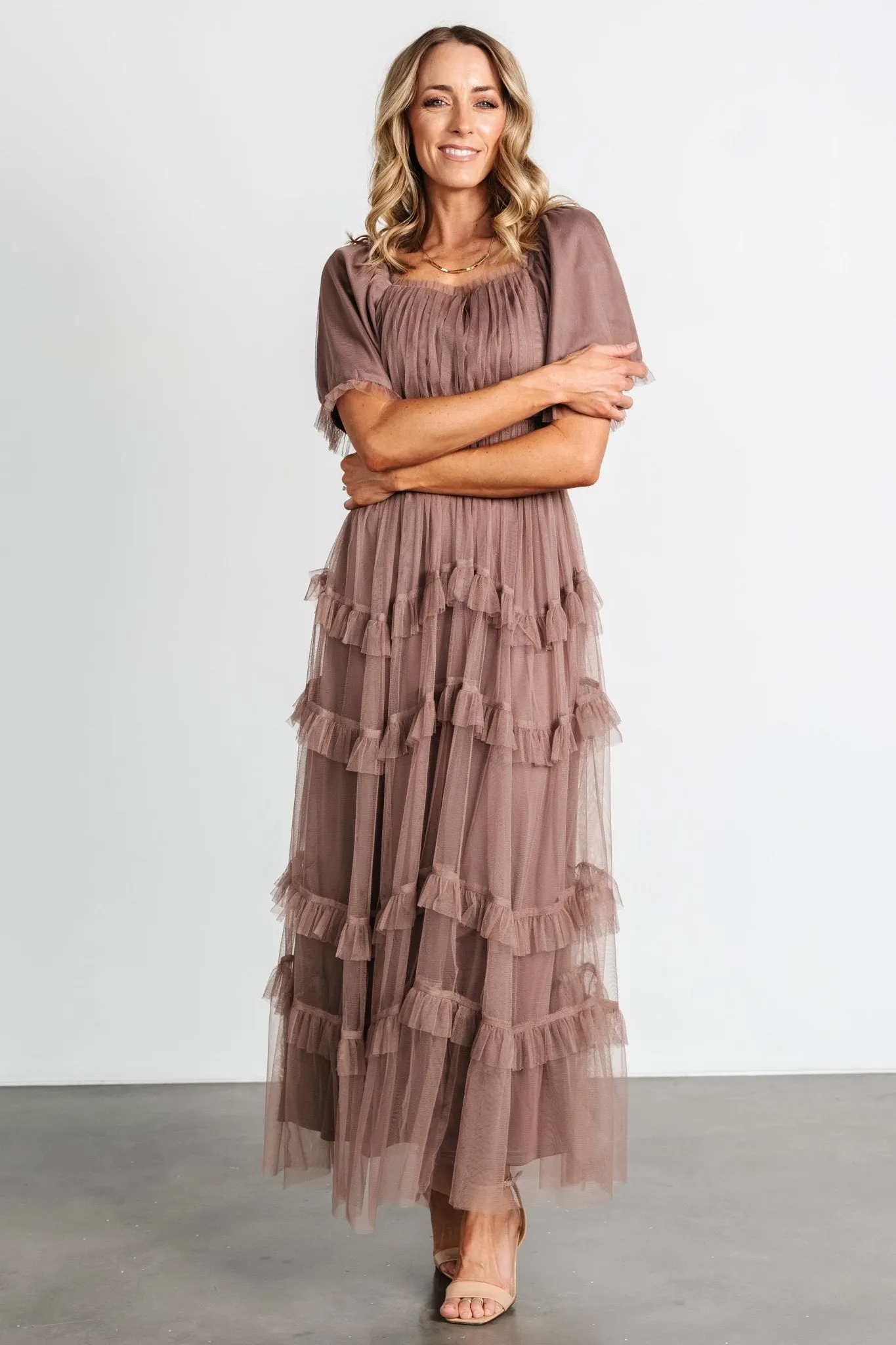 Magdalena Tulle Maxi Dress | Mink sold by Baltic Born product image thumbnail 5