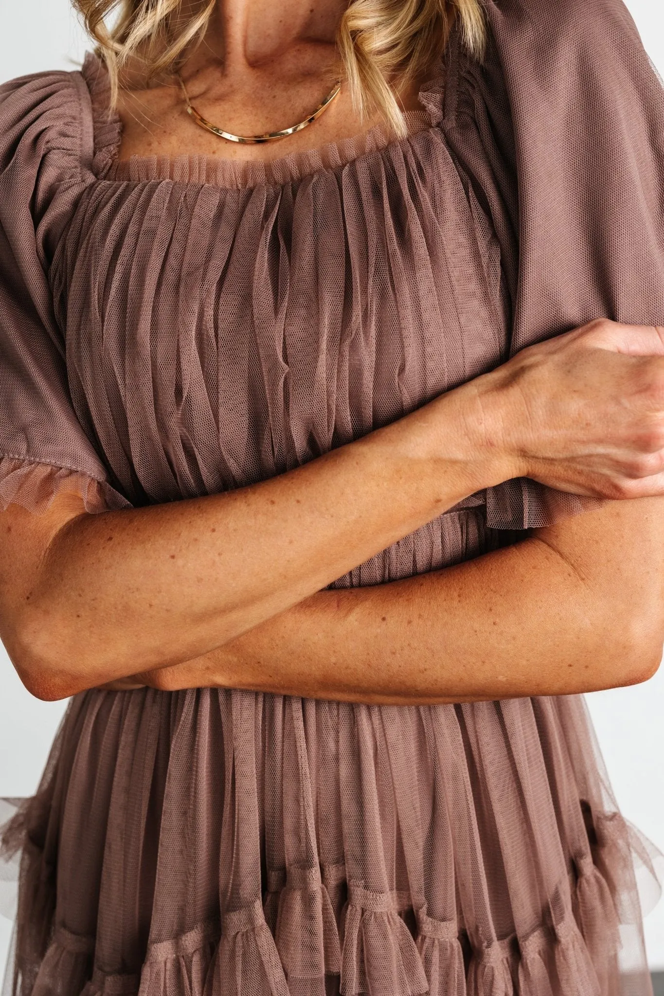 Magdalena Tulle Maxi Dress | Mink sold by Baltic Born product image thumbnail 2