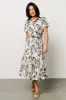 Lorna Midi Dress | Beige + Navy Print sold by Baltic Born