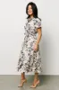 Lorna Midi Dress | Beige + Navy Print sold by Baltic Born
