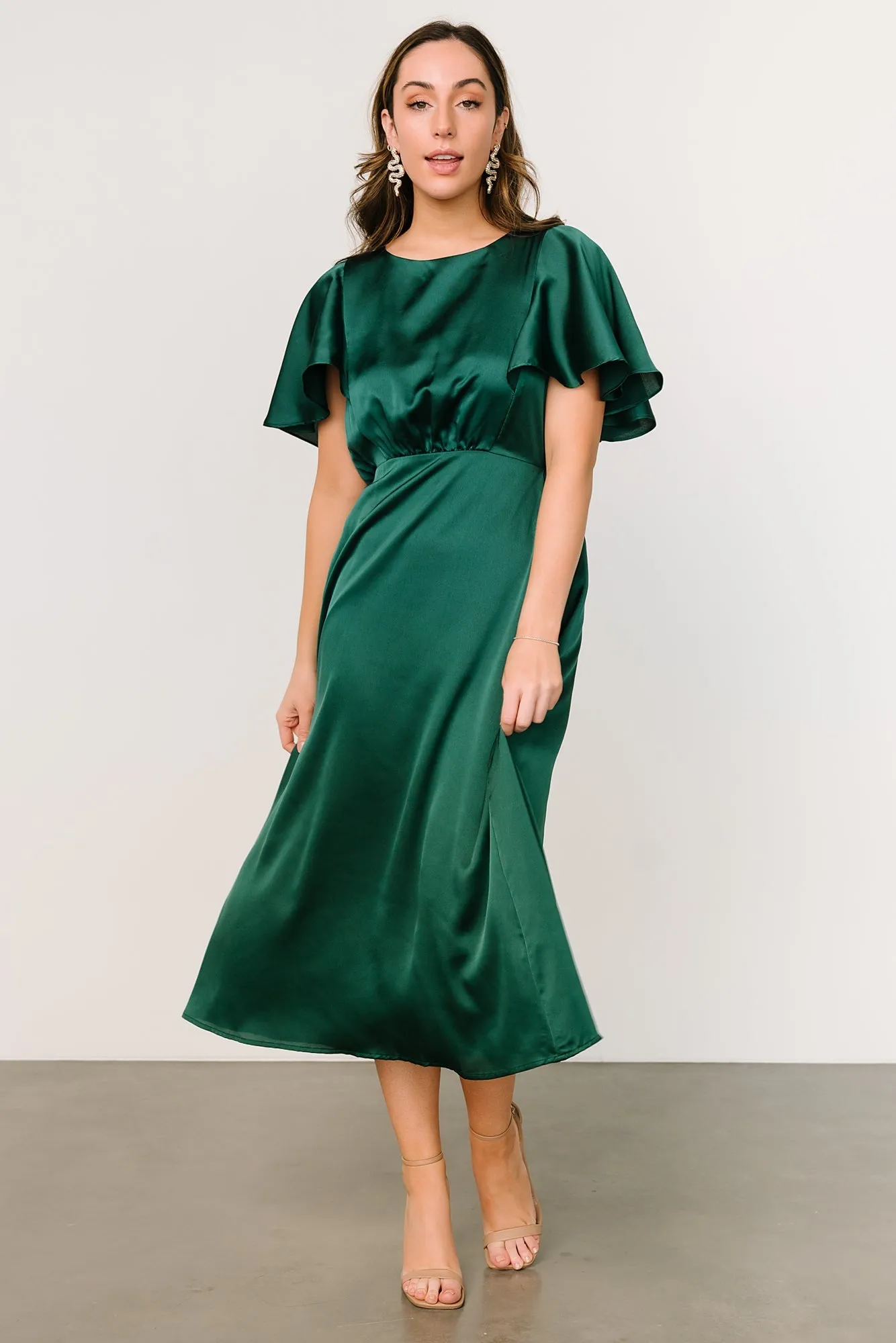 Cinta Satin Midi Dress | Emerald sold by Baltic Born product image thumbnail 5