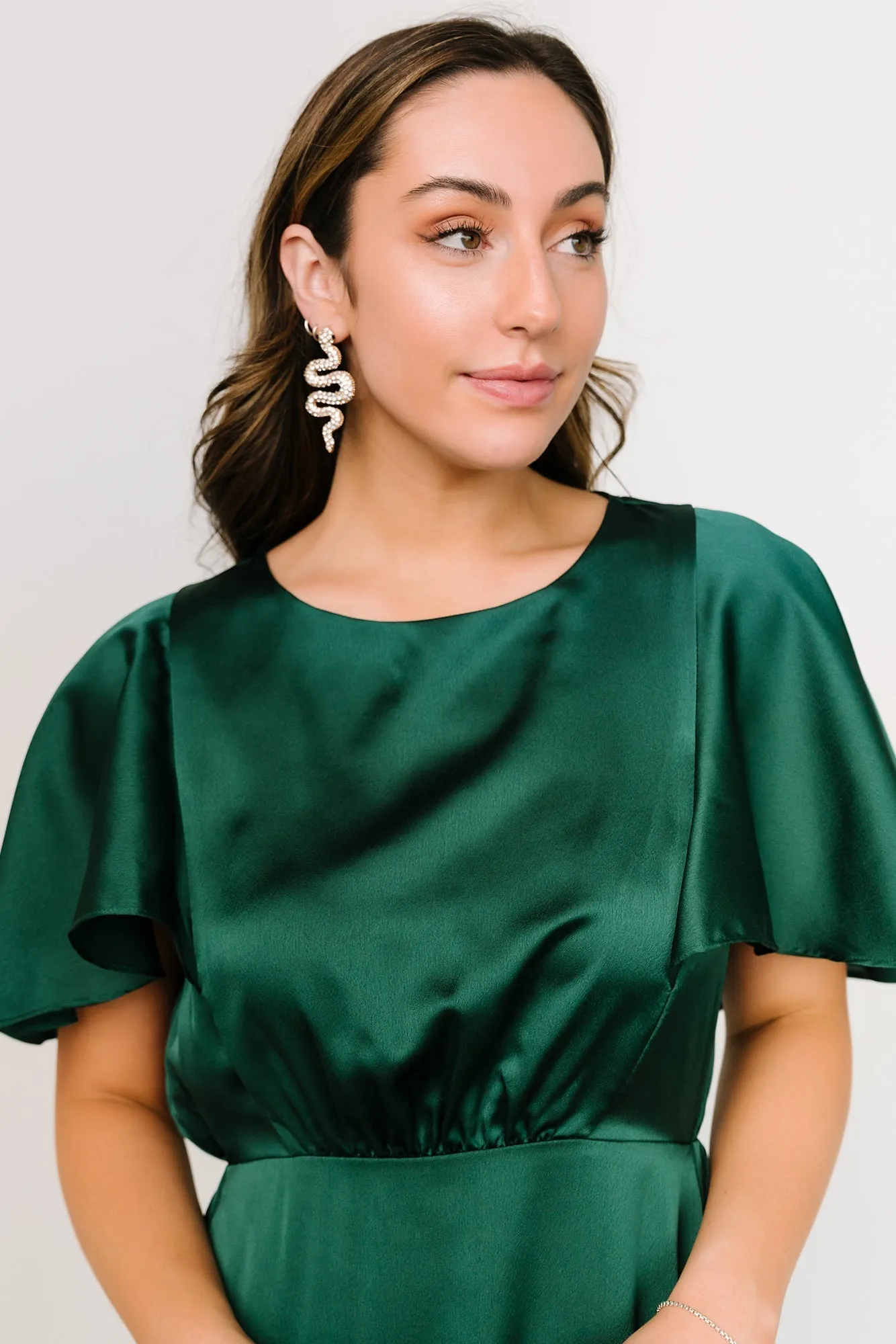 Cinta Satin Midi Dress | Emerald sold by Baltic Born product image thumbnail 2