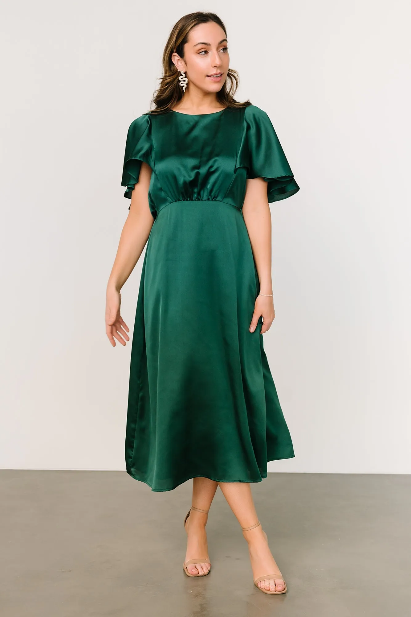 Cinta Satin Midi Dress | Emerald sold by Baltic Born