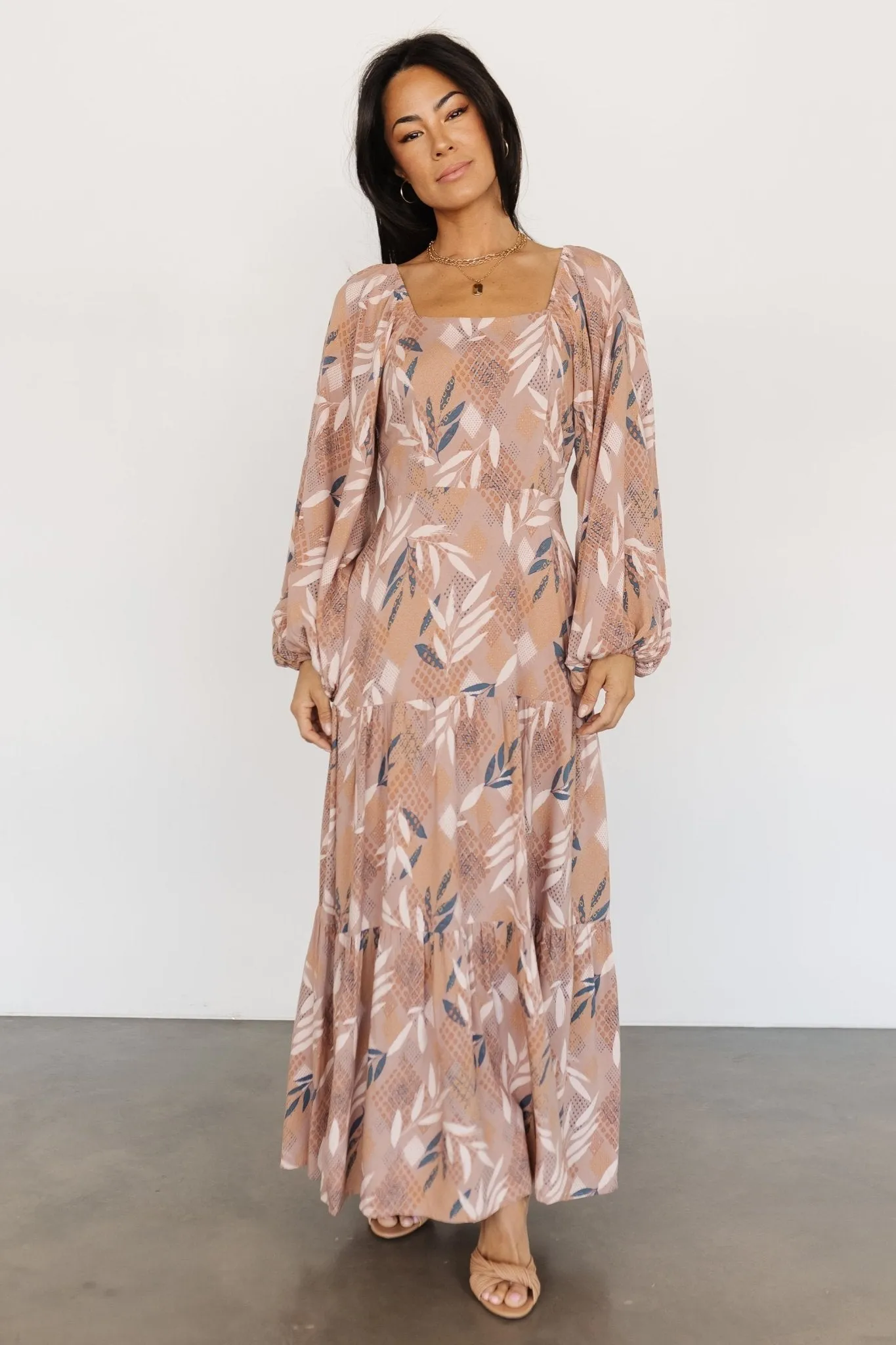 Barbara Maxi Dress | Dusty Mauve Print sold by Baltic Born