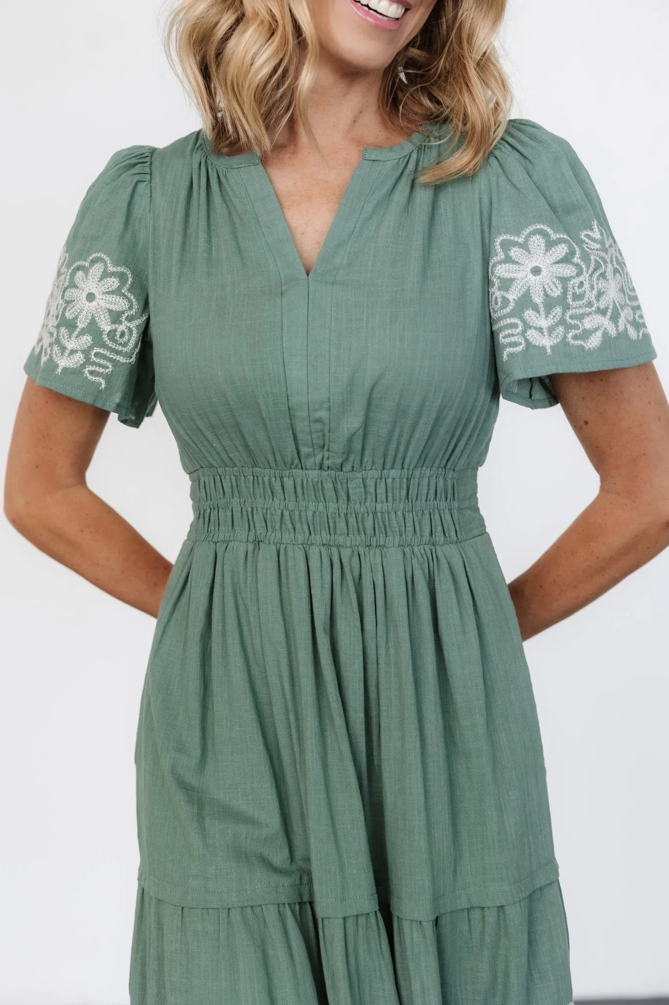 Kennedy Embroidered Maxi Dress | Dark Sage sold by Baltic Born product image thumbnail 2