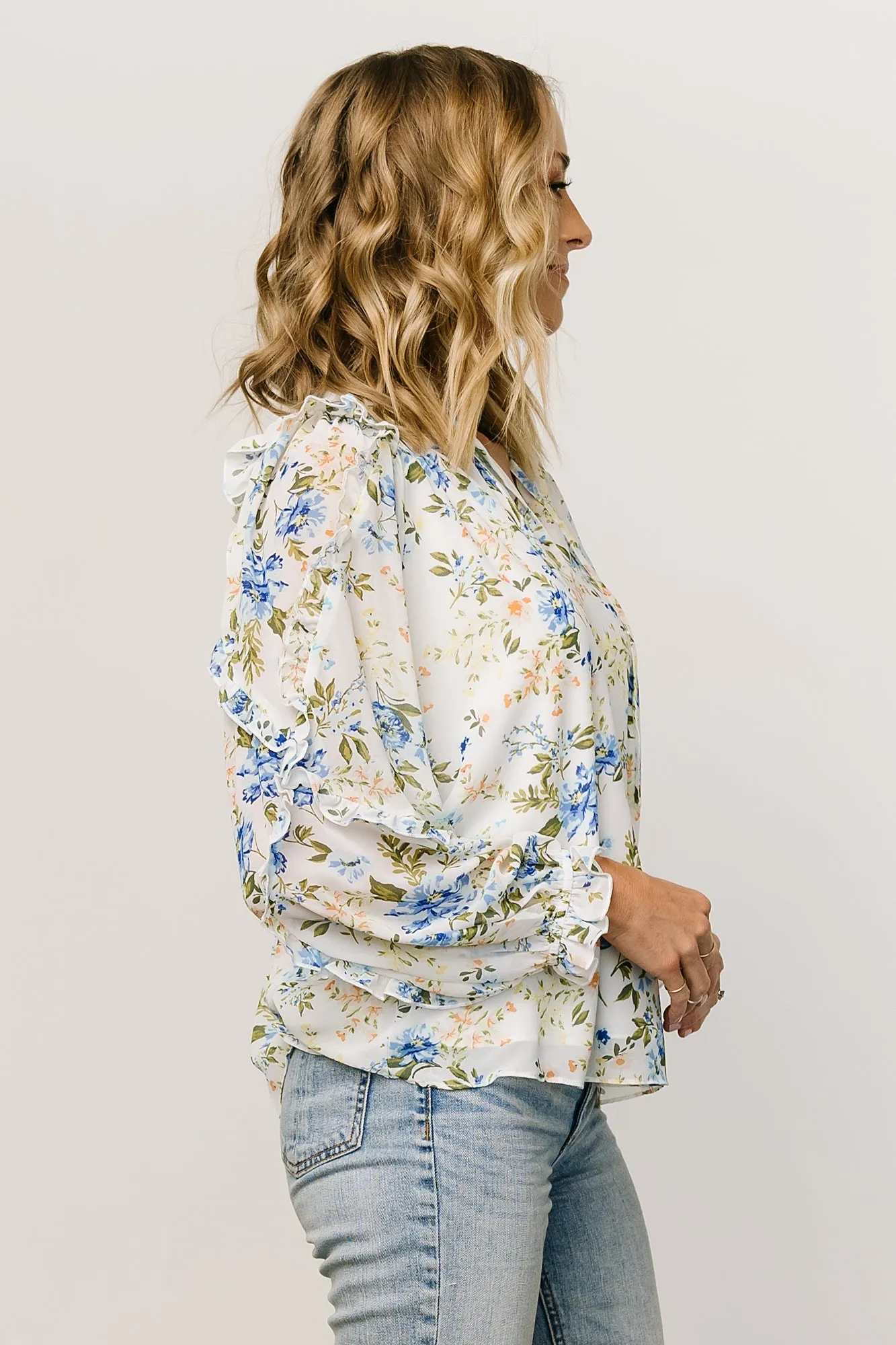 Karlie Long Sleeve Ruffle Top | Blue Floral sold by Baltic Born product image thumbnail 3