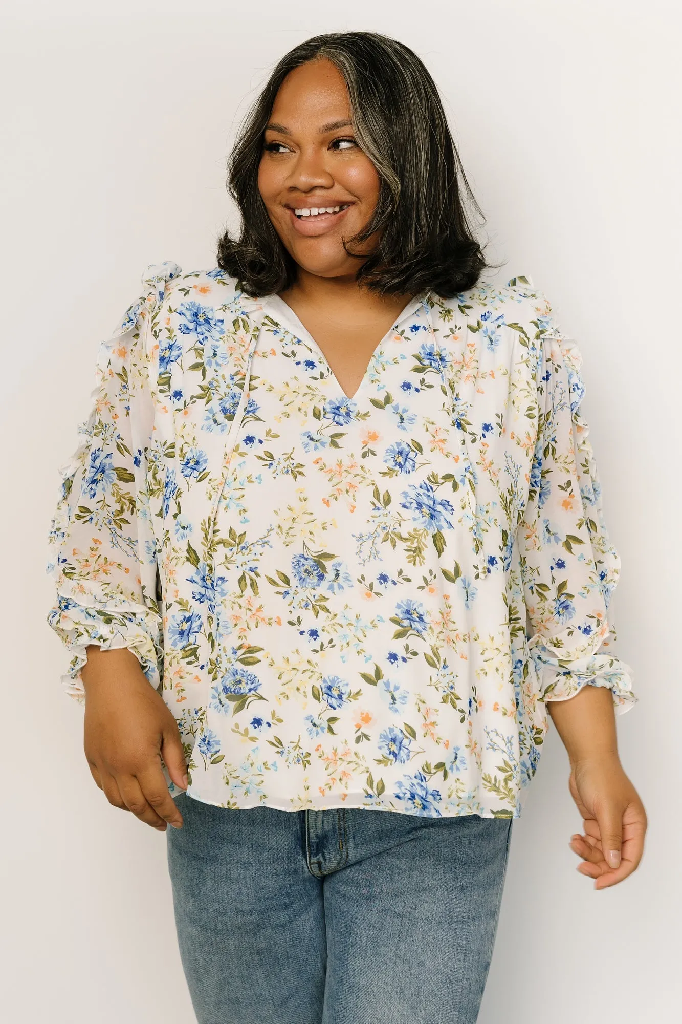 Karlie Long Sleeve Ruffle Top | Blue Floral sold by Baltic Born product image thumbnail 2