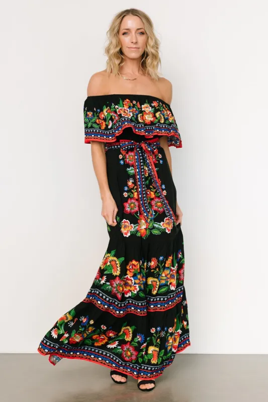 Alejandra Maxi Dress | Black Multi Floral made by Baltic Born