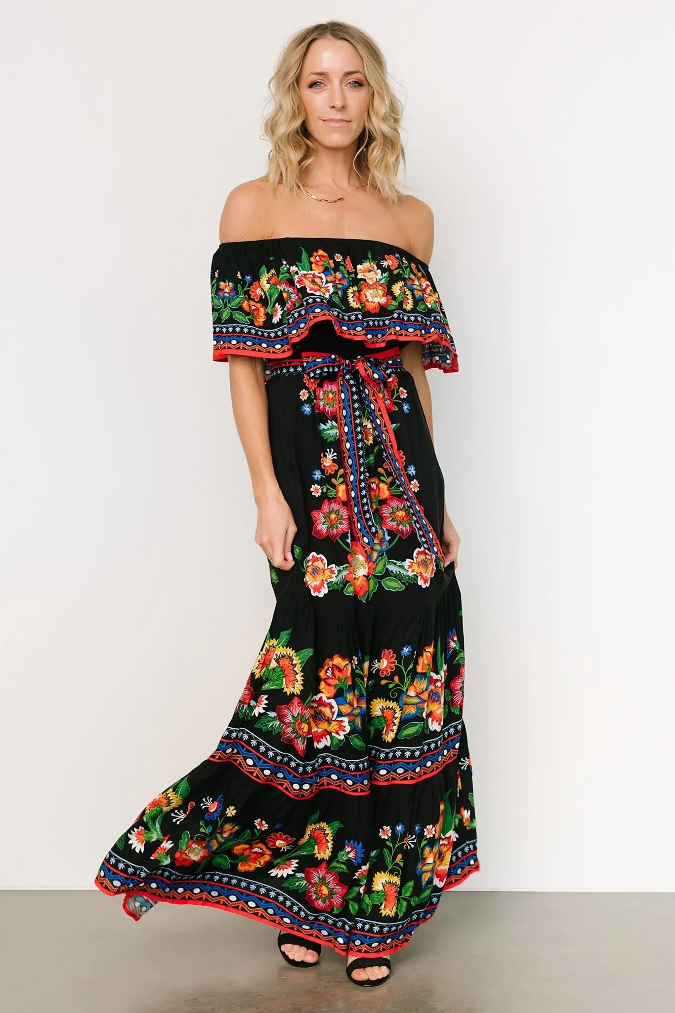 Alejandra Maxi Dress | Black Multi Floral sold by Baltic Born