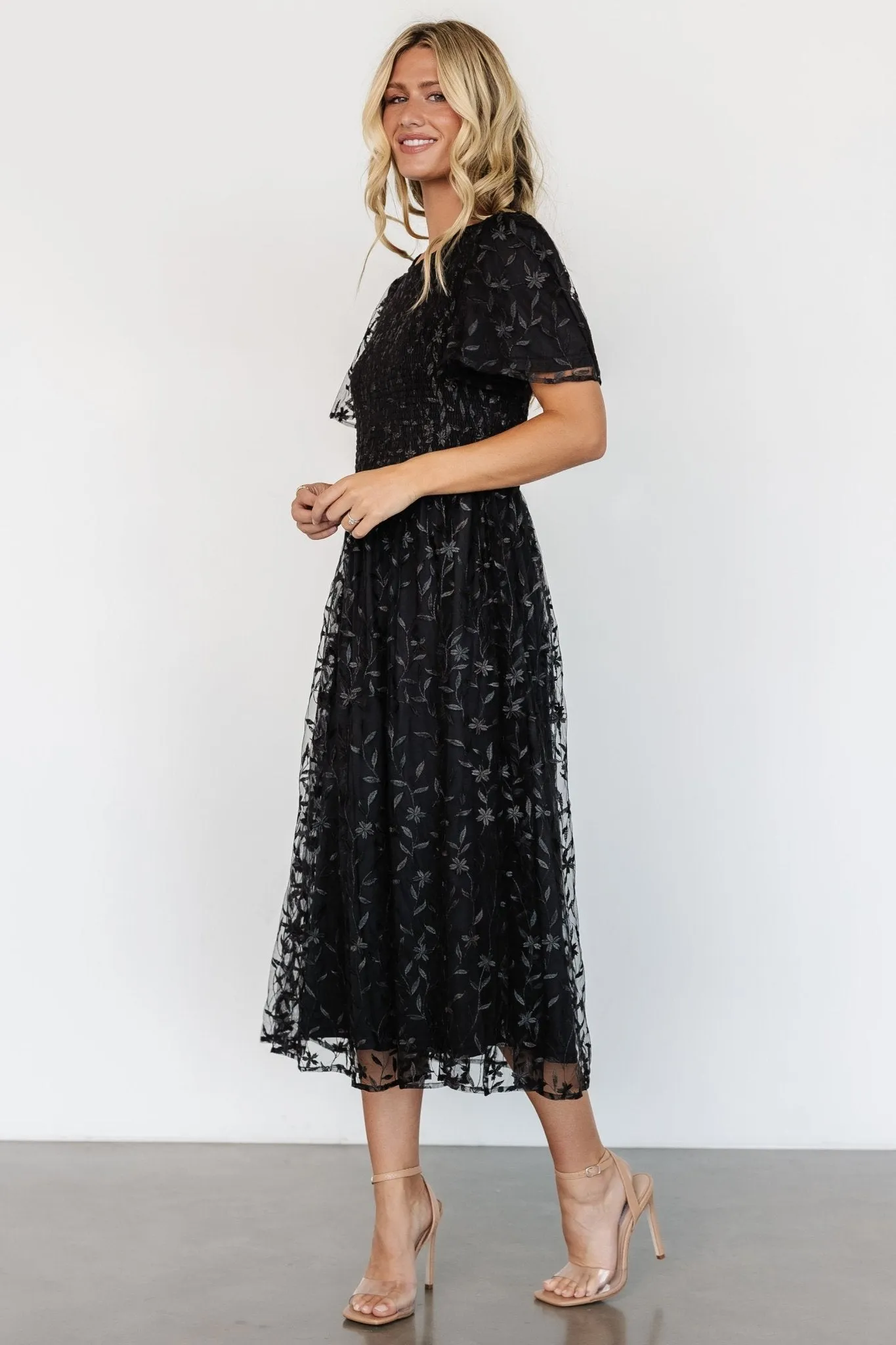 Cara Embroidered Midi Dress | Black sold by Baltic Born product image thumbnail 3