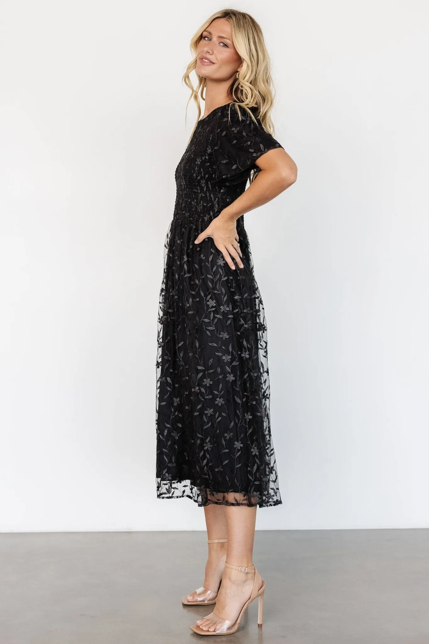 Cara Embroidered Midi Dress | Black sold by Baltic Born product image thumbnail 5
