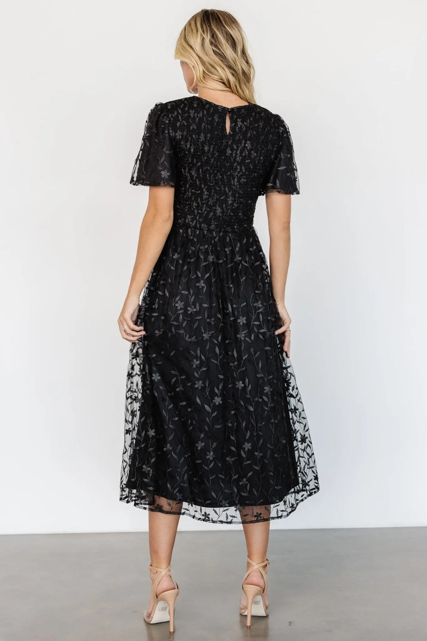 Cara Embroidered Midi Dress | Black sold by Baltic Born product image thumbnail 4