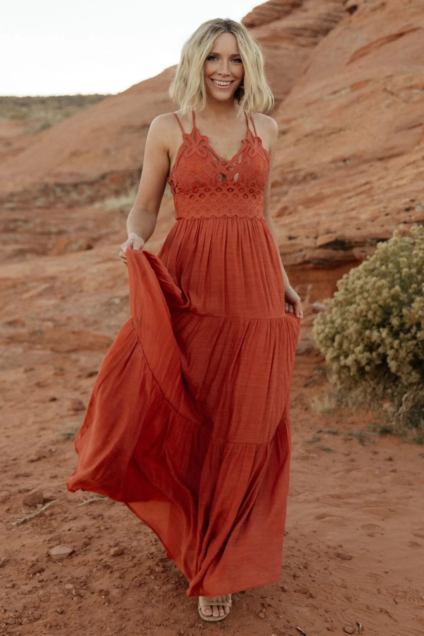 Summerlin Lace Top Maxi Dress | Rust sold by Baltic Born