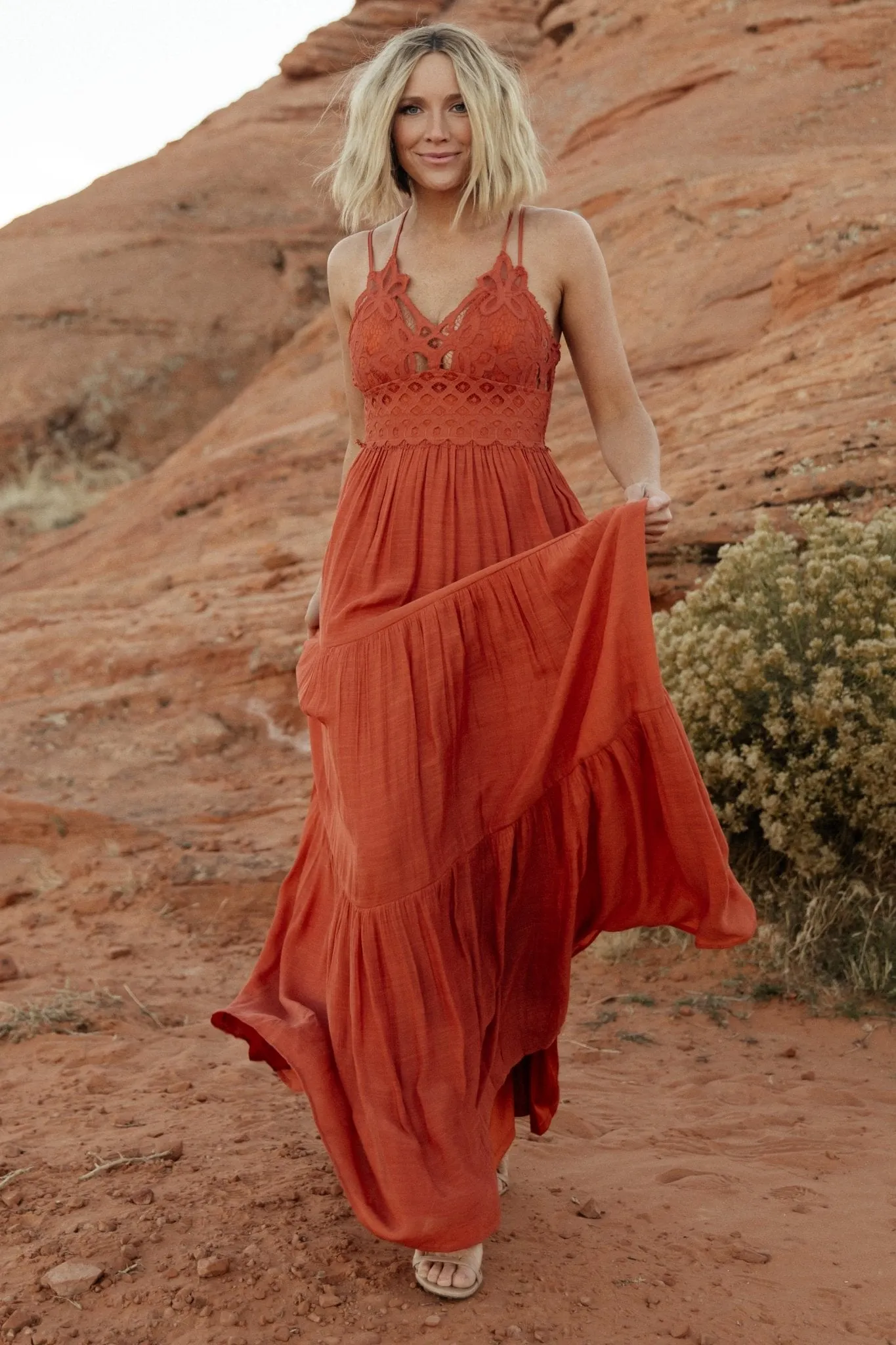 Summerlin Lace Top Maxi Dress | Rust sold by Baltic Born product image thumbnail 5