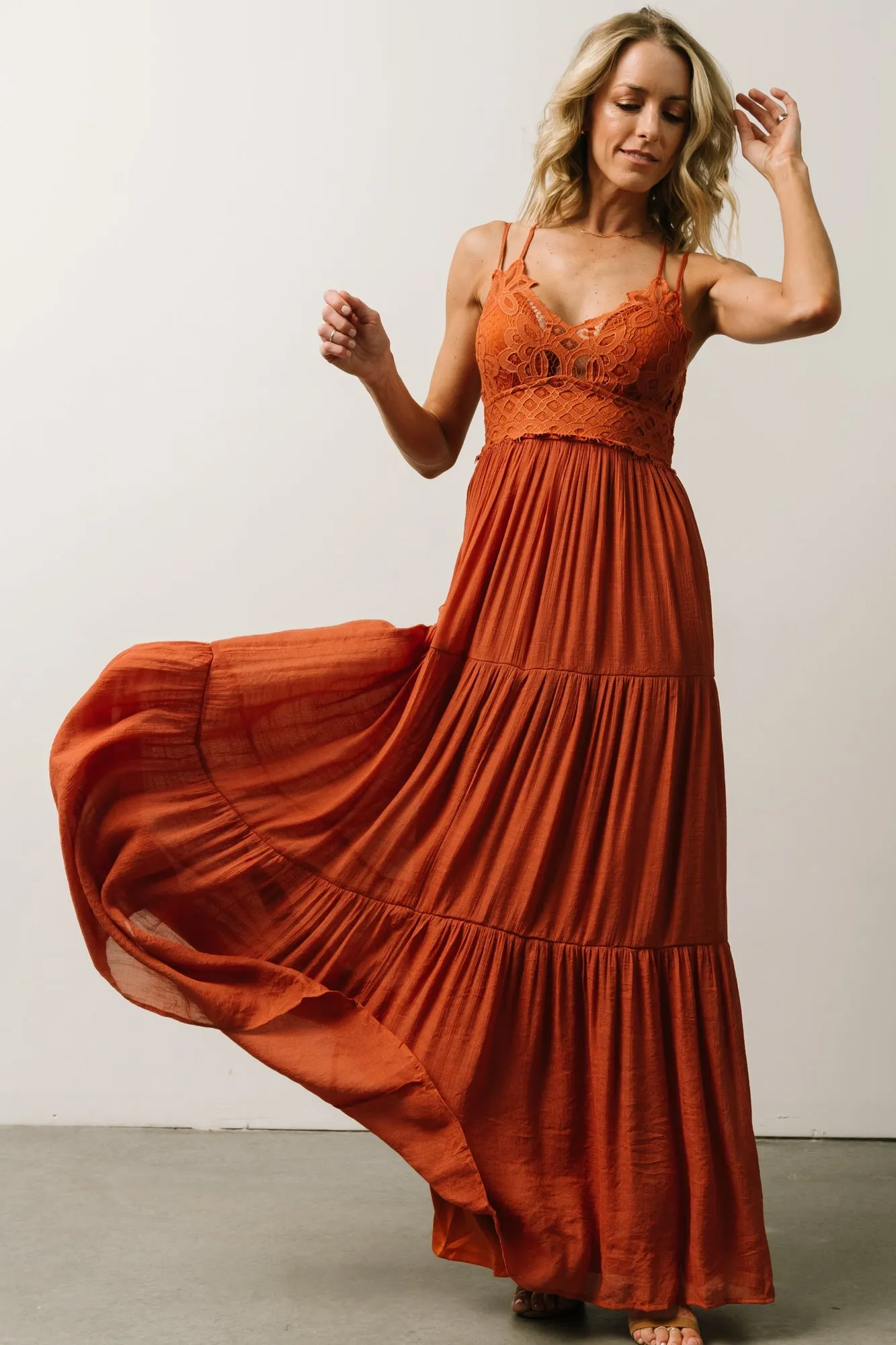 Summerlin Lace Top Maxi Dress | Rust sold by Baltic Born product image thumbnail 2