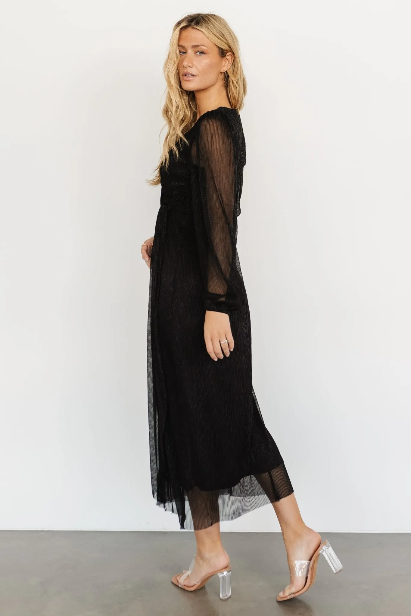 Devlyn Pleated Dress | Black Shimmer sold by Baltic Born product image thumbnail 5