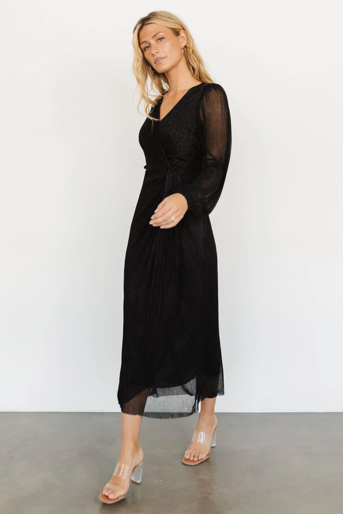 Devlyn Pleated Dress | Black Shimmer sold by Baltic Born product image thumbnail 3