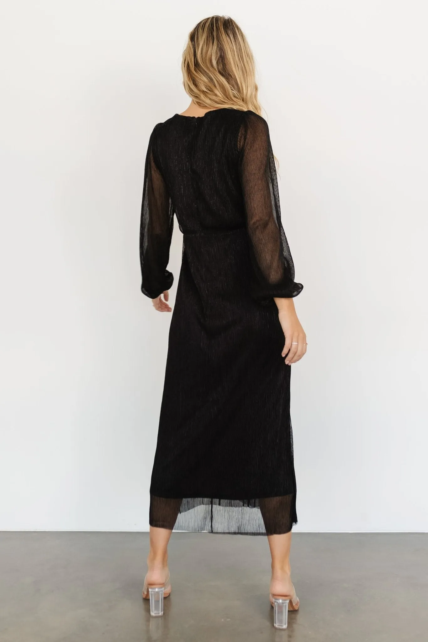Devlyn Pleated Dress | Black Shimmer sold by Baltic Born product image thumbnail 4
