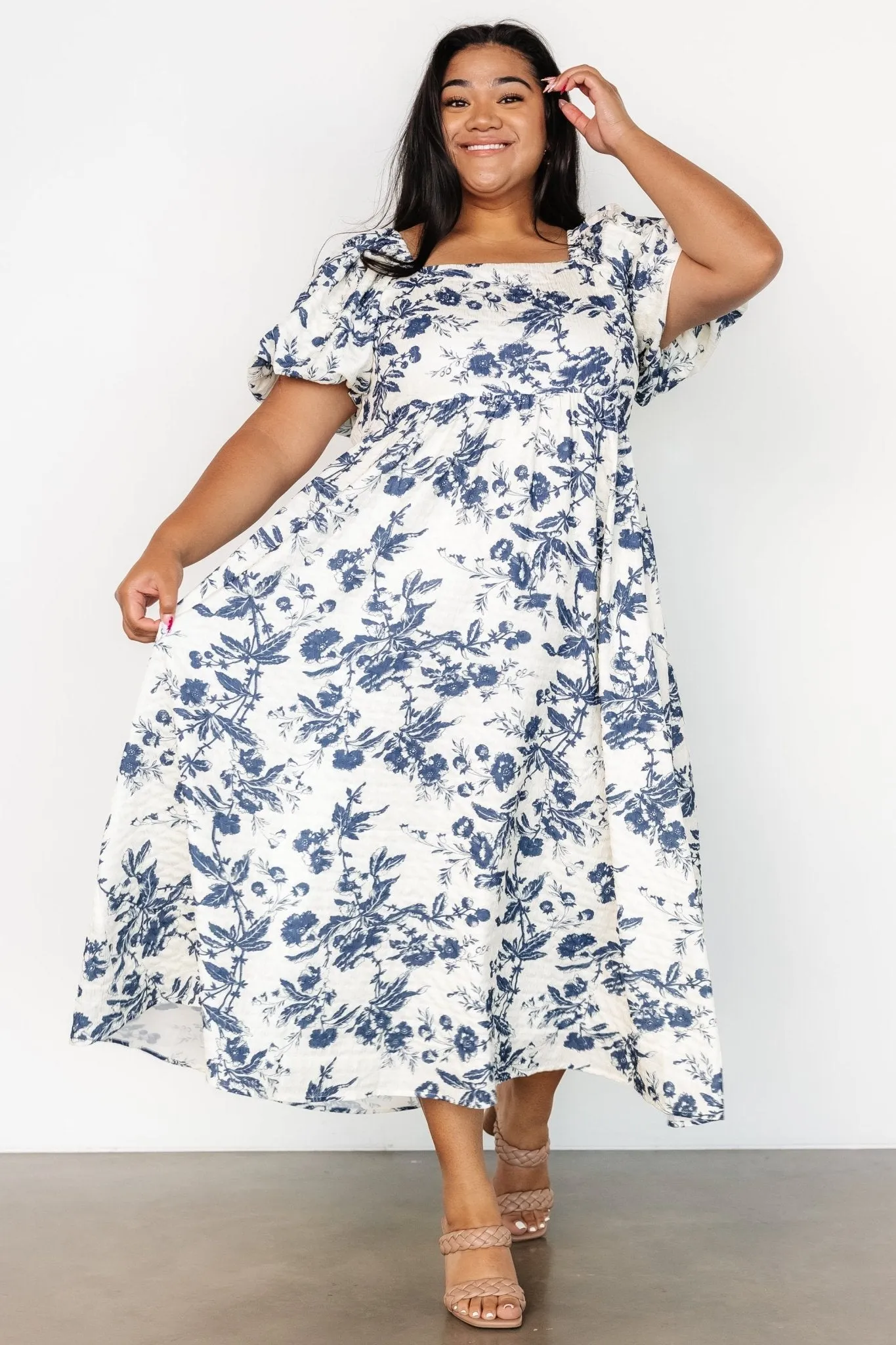Graceland Maxi Dress | Cream + Navy Floral sold by Baltic Born product image thumbnail 5