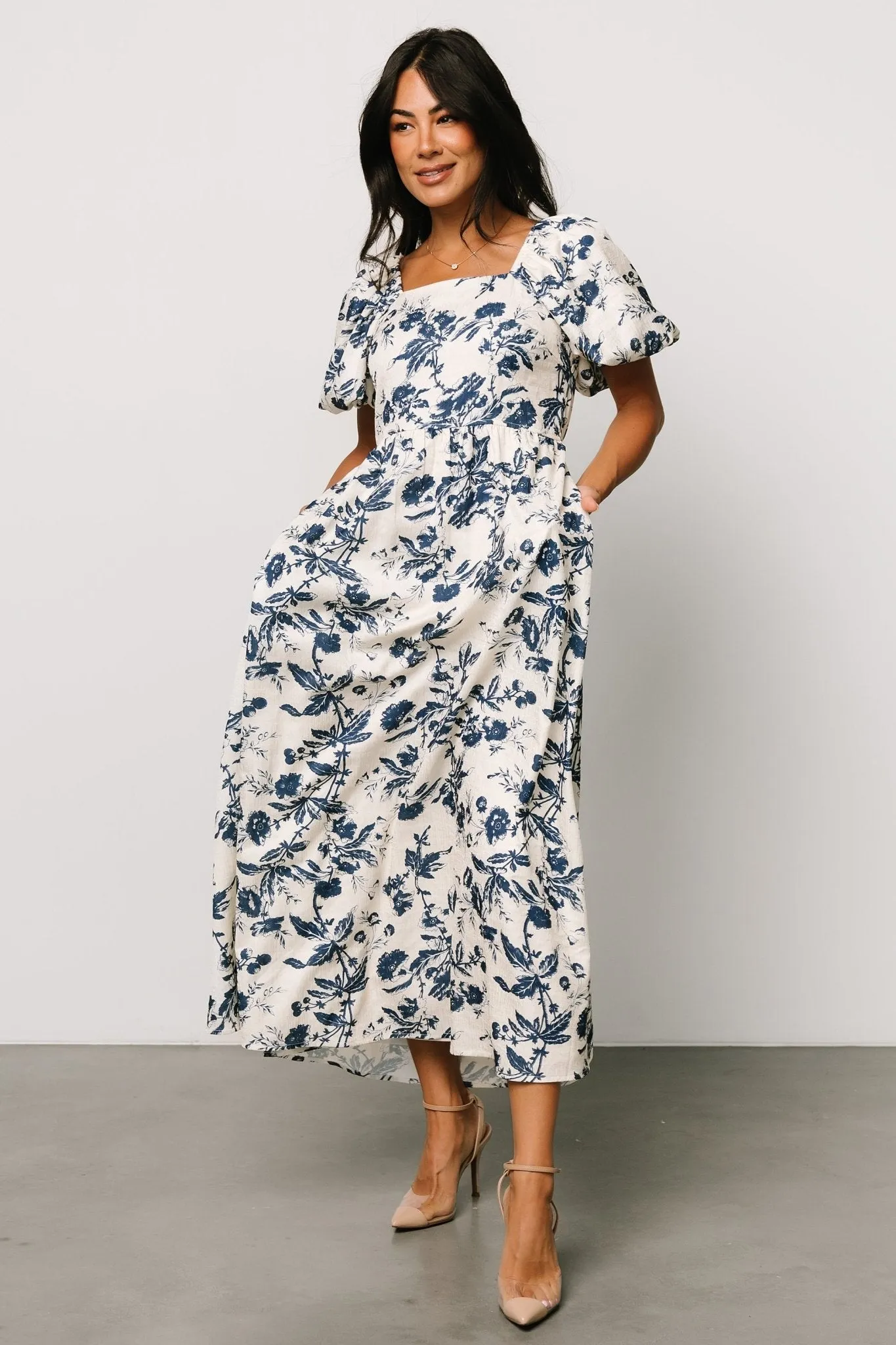 Graceland Maxi Dress | Cream + Navy Floral sold by Baltic Born product image thumbnail 4