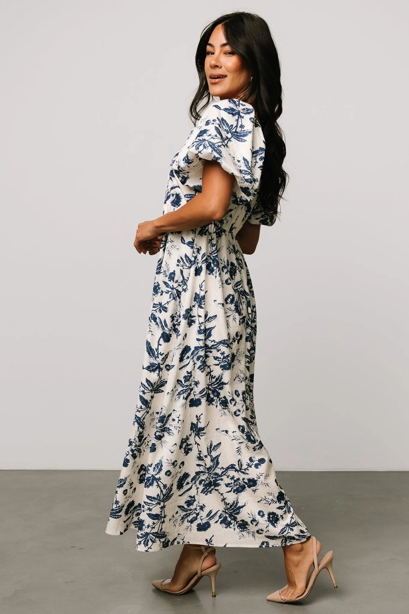 Graceland Maxi Dress | Cream + Navy Floral sold by Baltic Born product image thumbnail 3