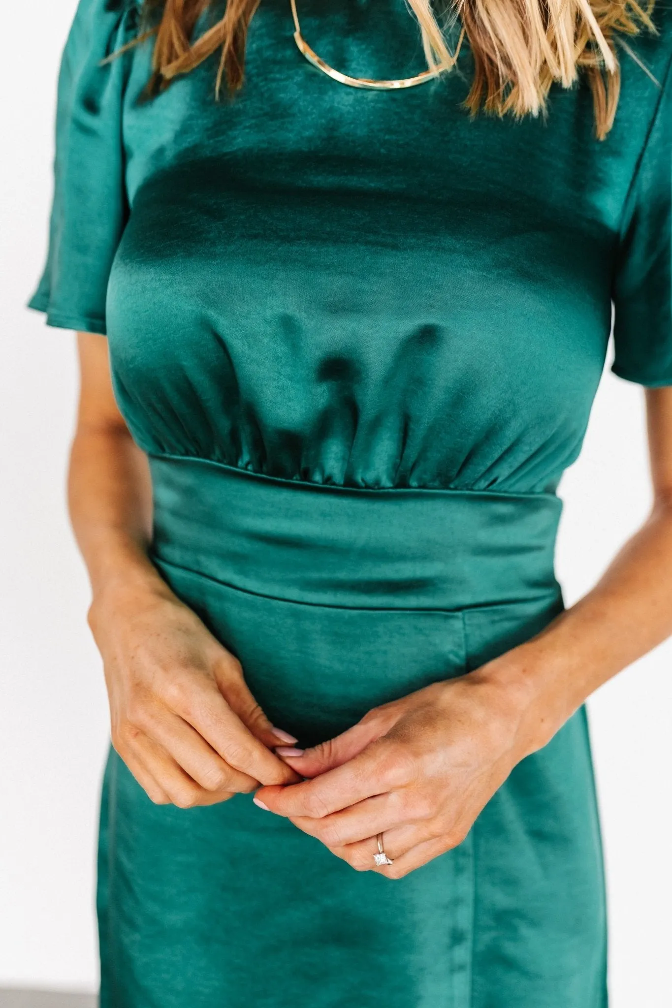Allie Satin Dress | Emerald sold by Baltic Born product image thumbnail 2