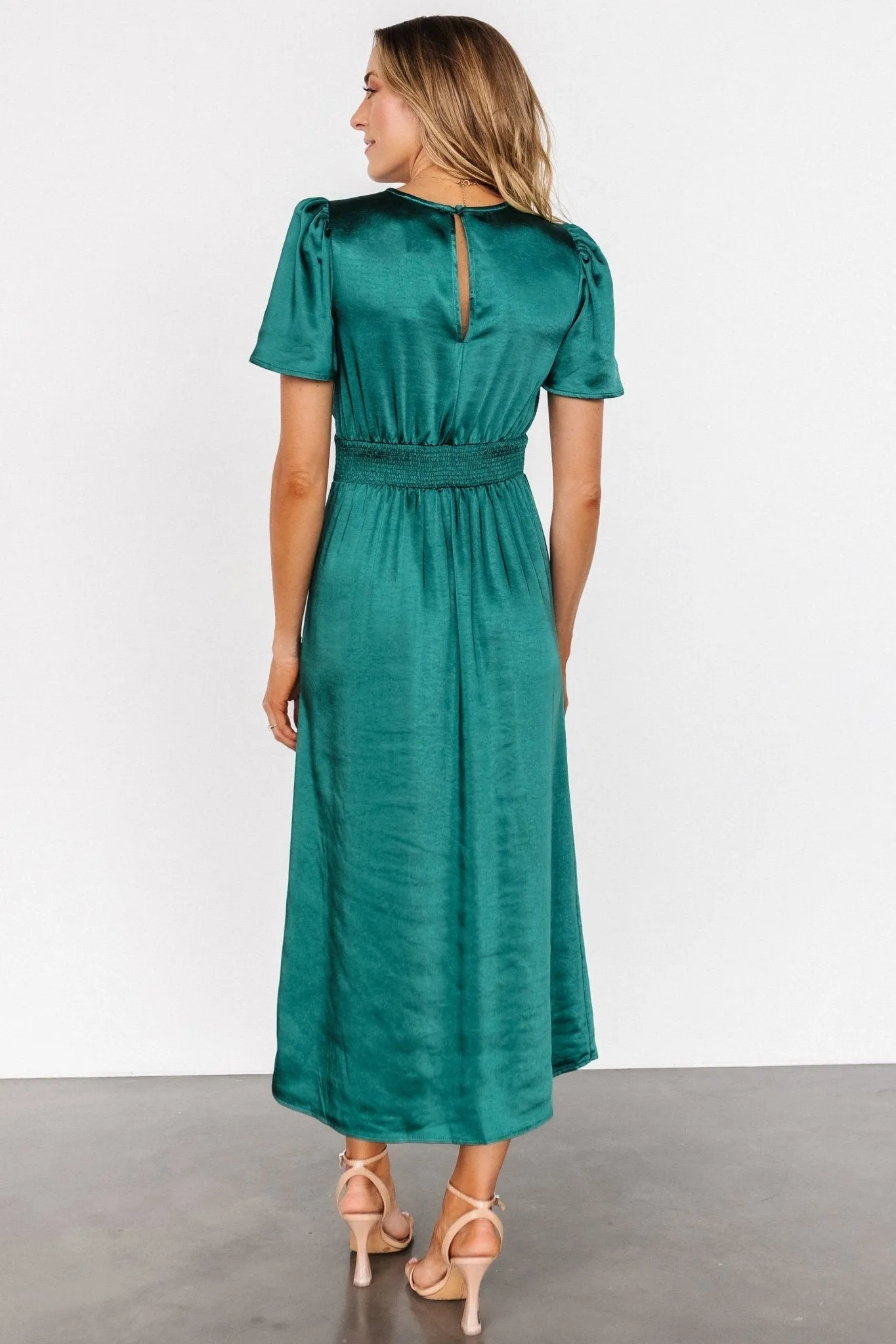 Allie Satin Dress | Emerald sold by Baltic Born product image thumbnail 4