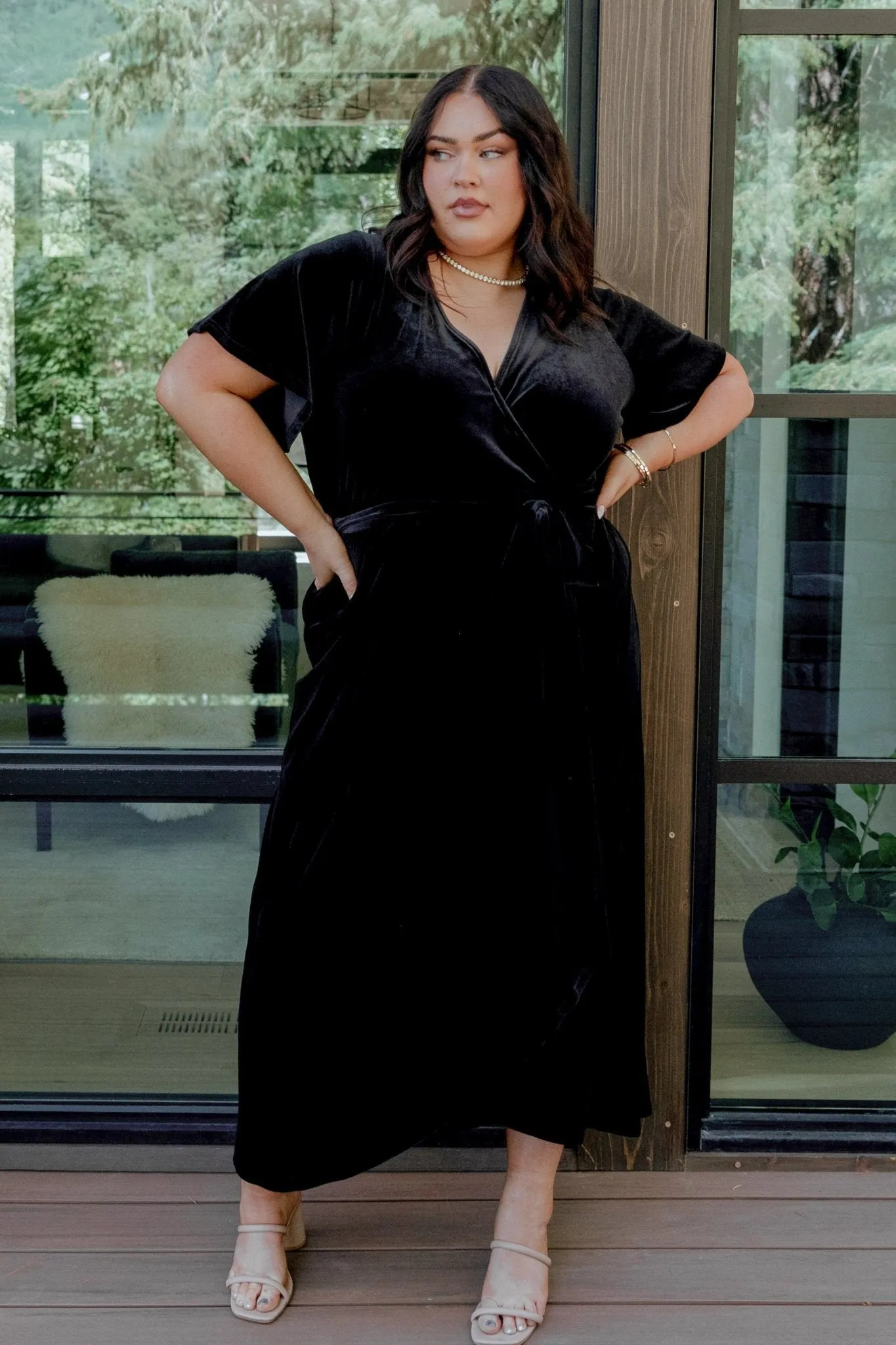 Nadine Velvet Midi Dress | Black sold by Baltic Born product image thumbnail 5