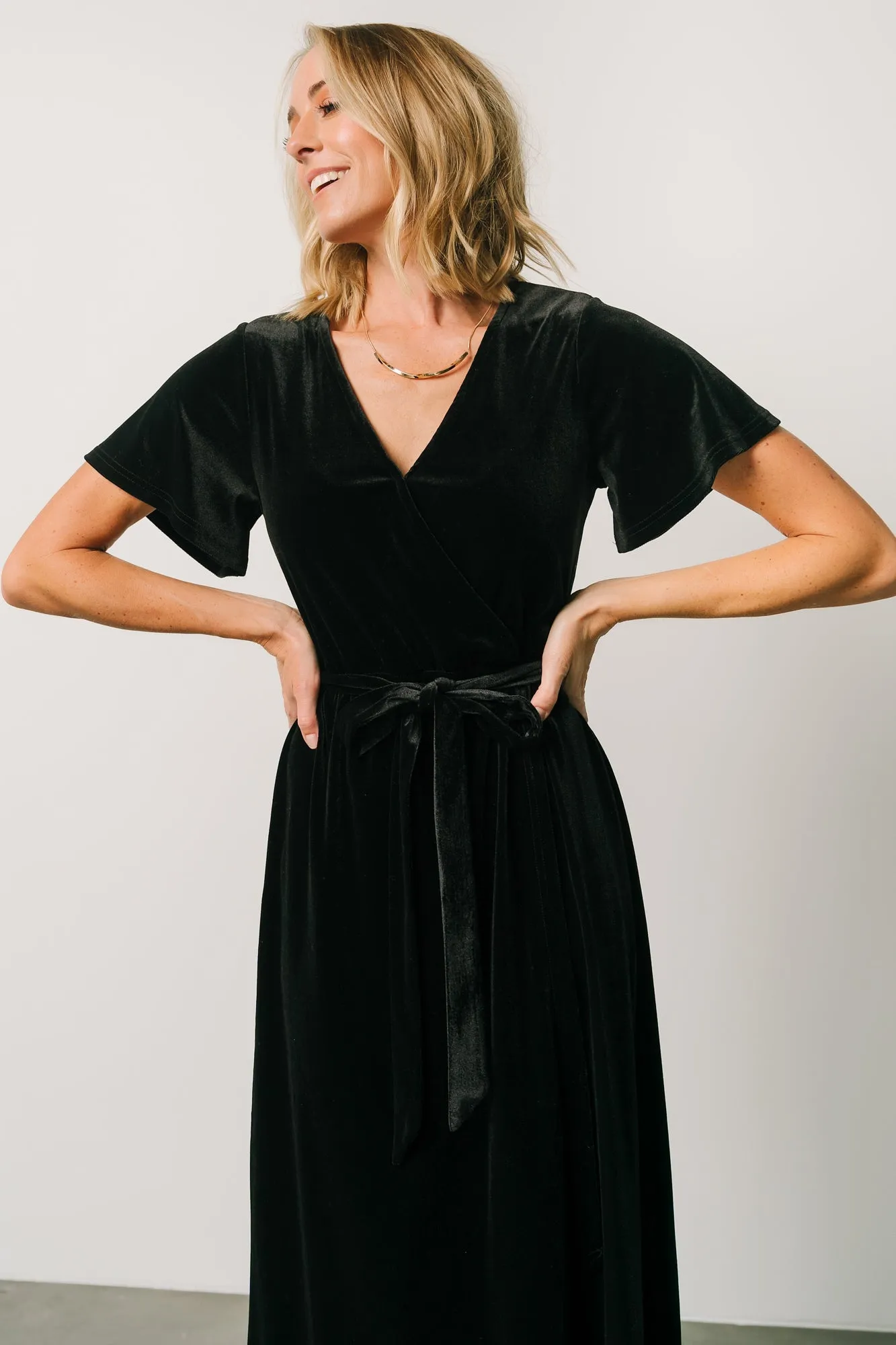 Nadine Velvet Midi Dress | Black sold by Baltic Born product image thumbnail 4