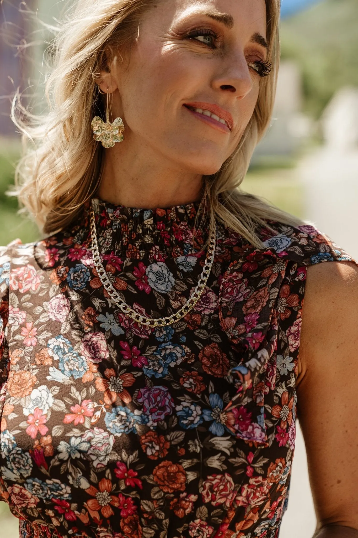 Kearny Ruffle Maxi Dress | Brown Multi Floral sold by Baltic Born product image thumbnail 3