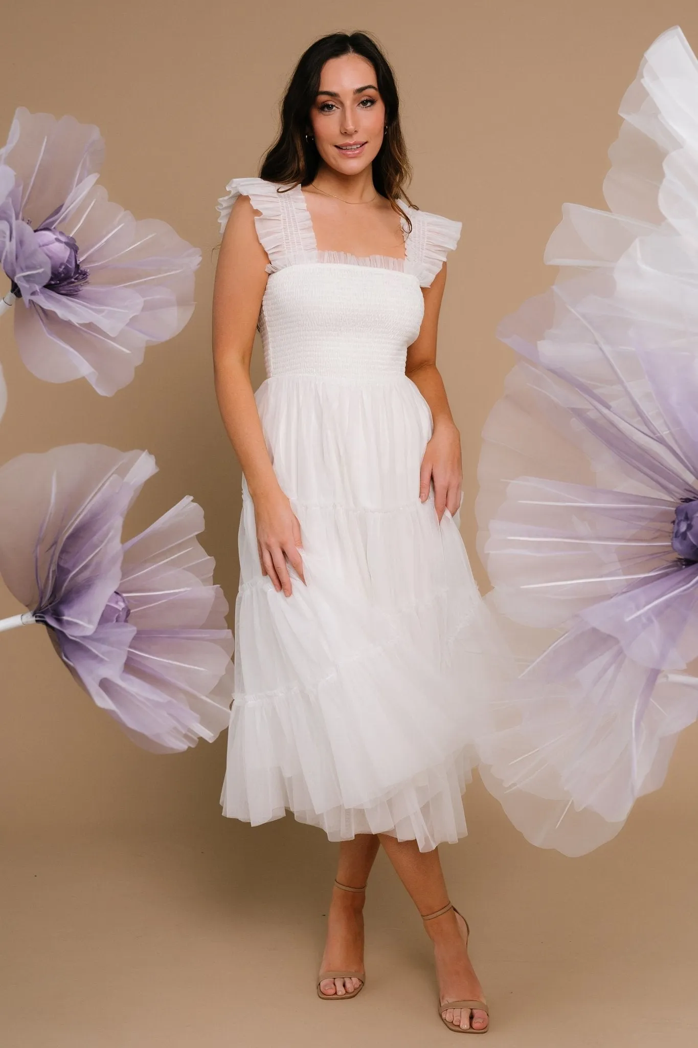 Emma Smocked Tulle Dress | Off White sold by Baltic Born