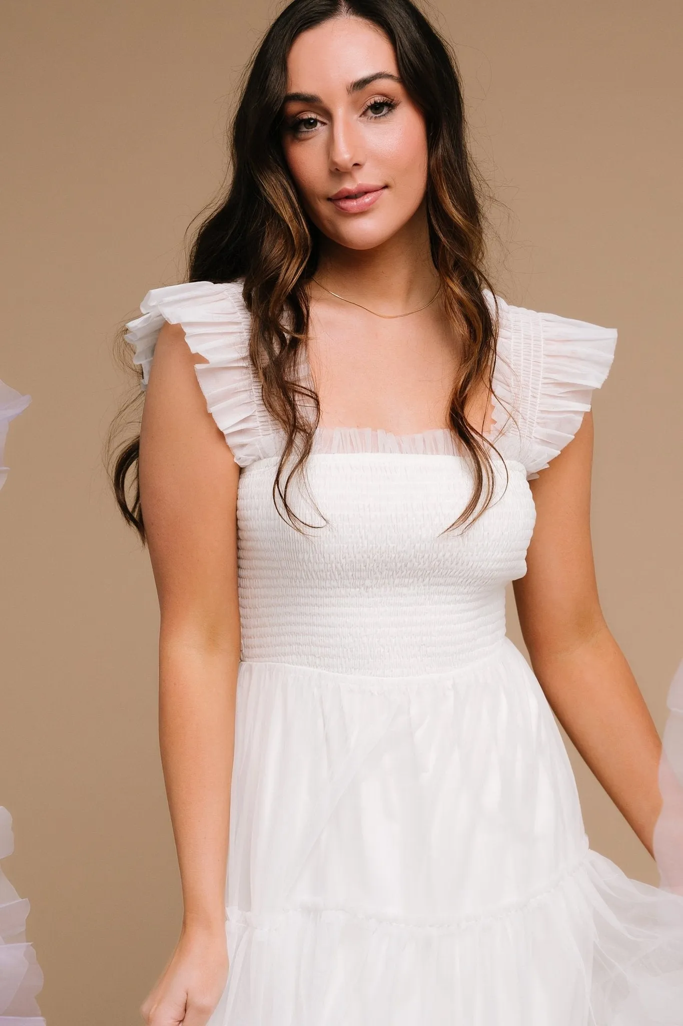 Emma Smocked Tulle Dress | Off White sold by Baltic Born product image thumbnail 3