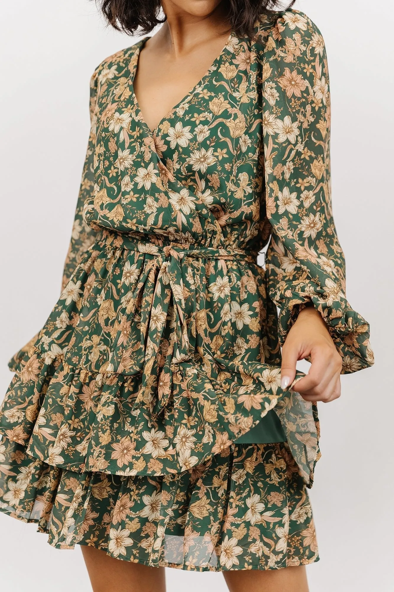 Shirley Ruffle Mini Dress | Green Floral sold by Baltic Born product image thumbnail 2