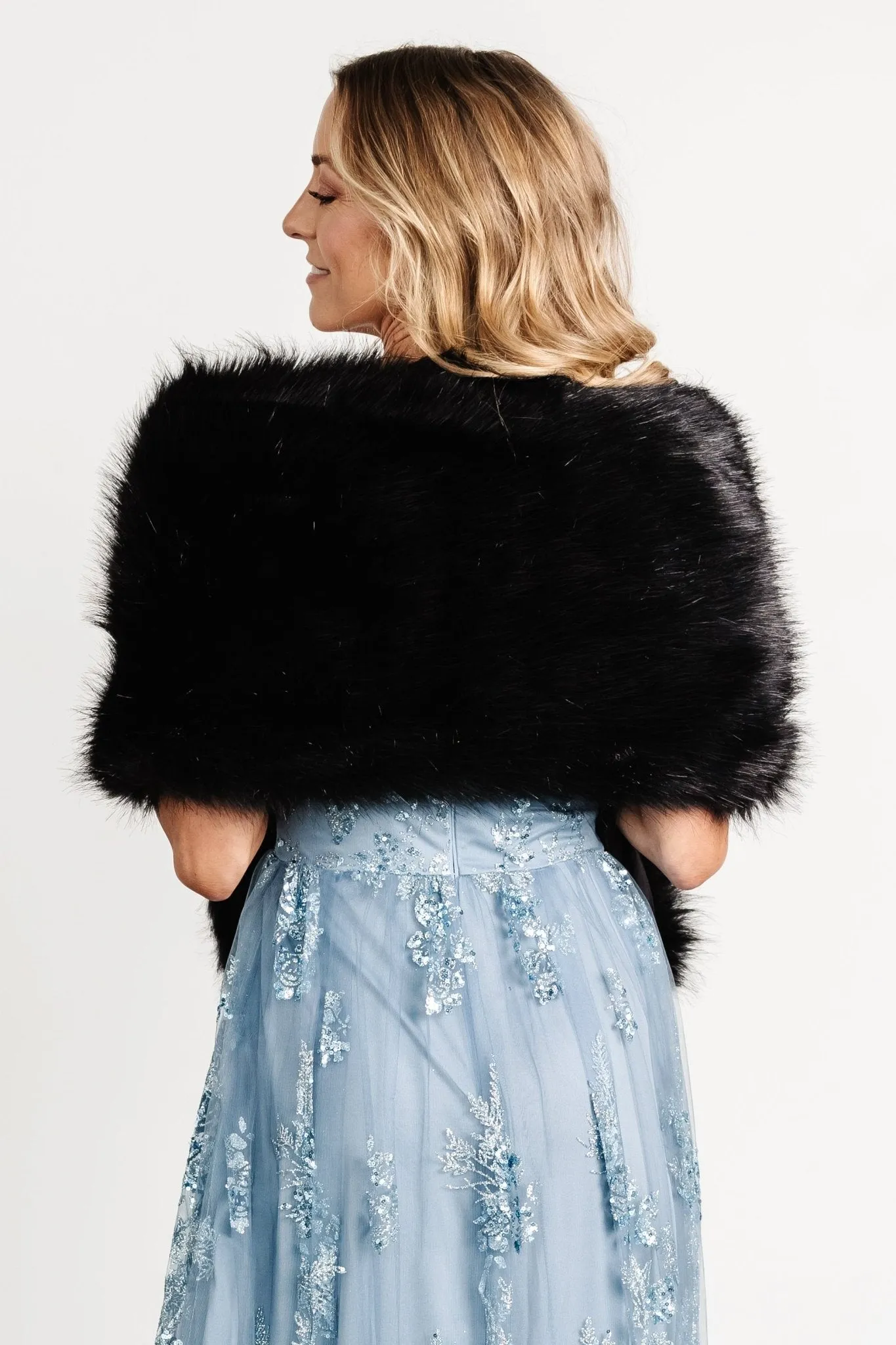 Valerie Faux Fur Shawl | Black sold by Baltic Born product image thumbnail 4
