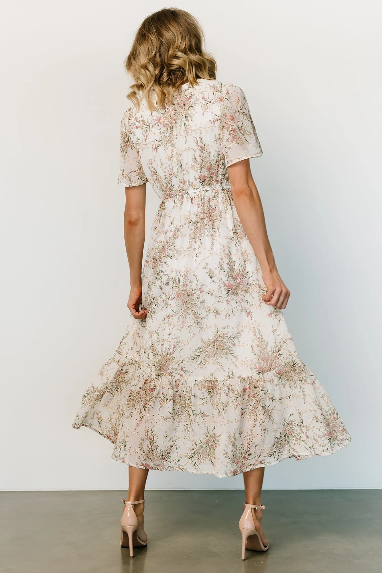 Roanoke Embossed Midi Dress | White Floral sold by Baltic Born product image thumbnail 5