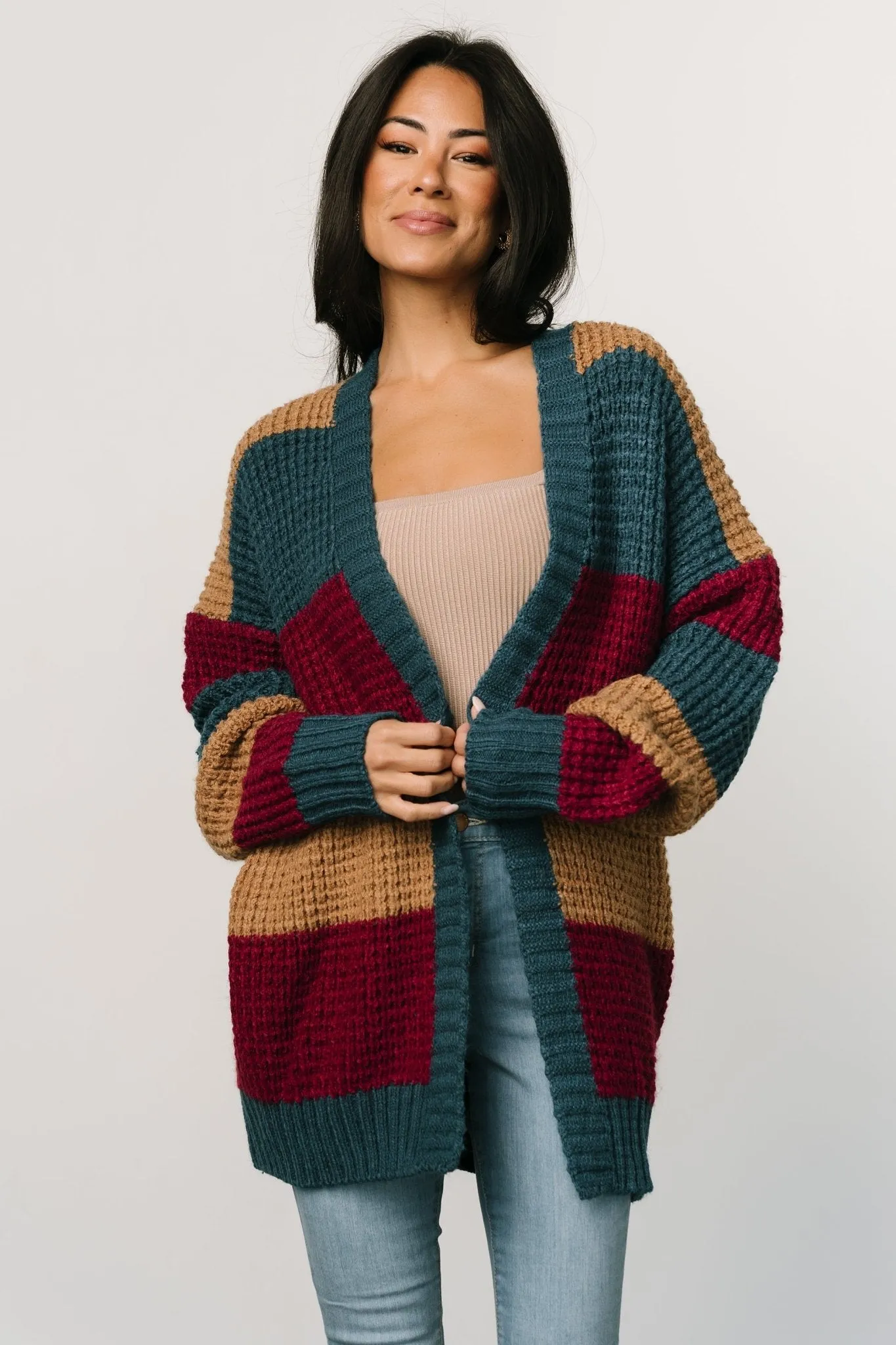 Jonah Chunky Knit Cardigan | Deep Topaz Multi sold by Baltic Born