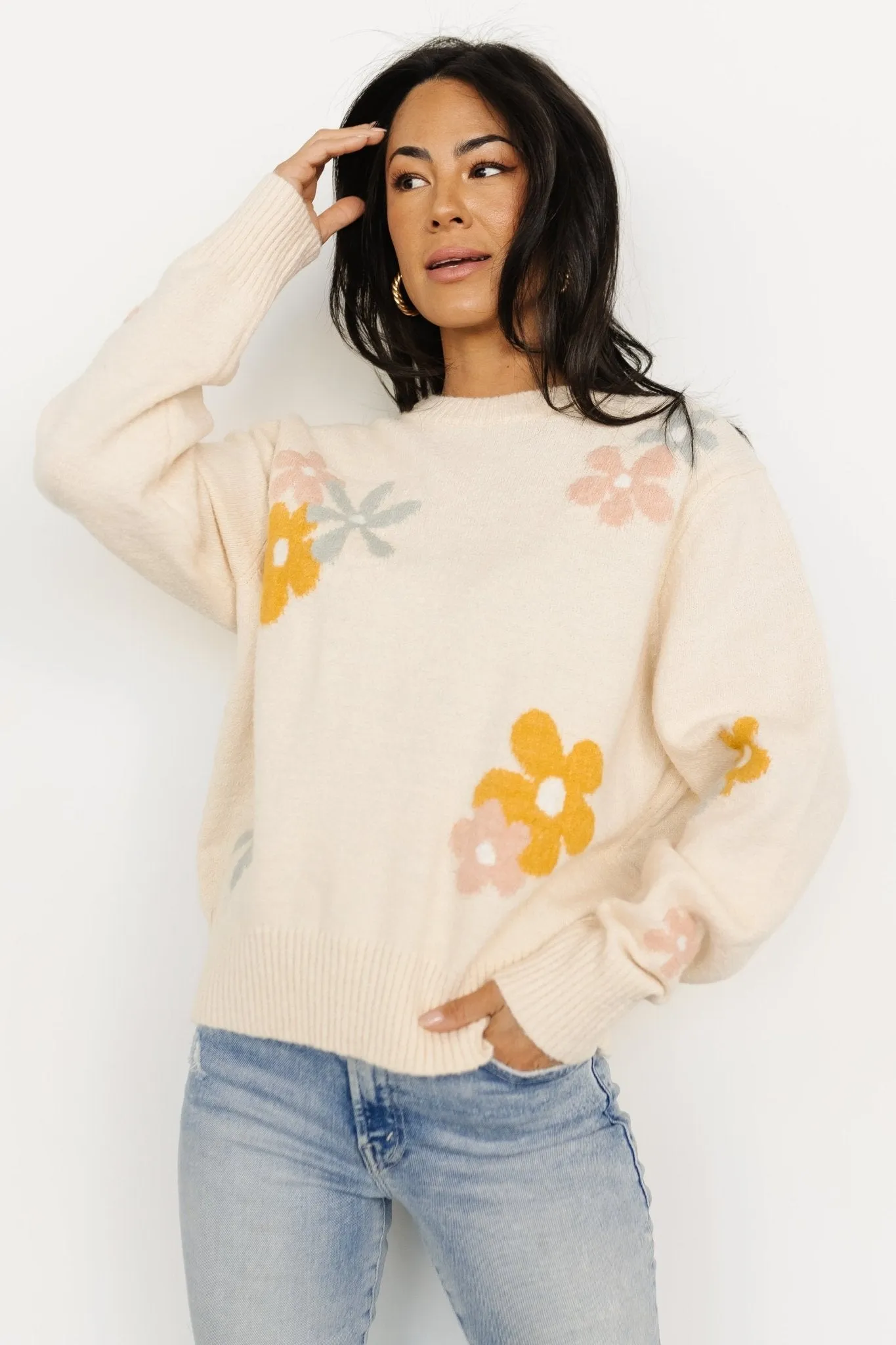 Roxy Sweater | Cream Flower sold by Baltic Born