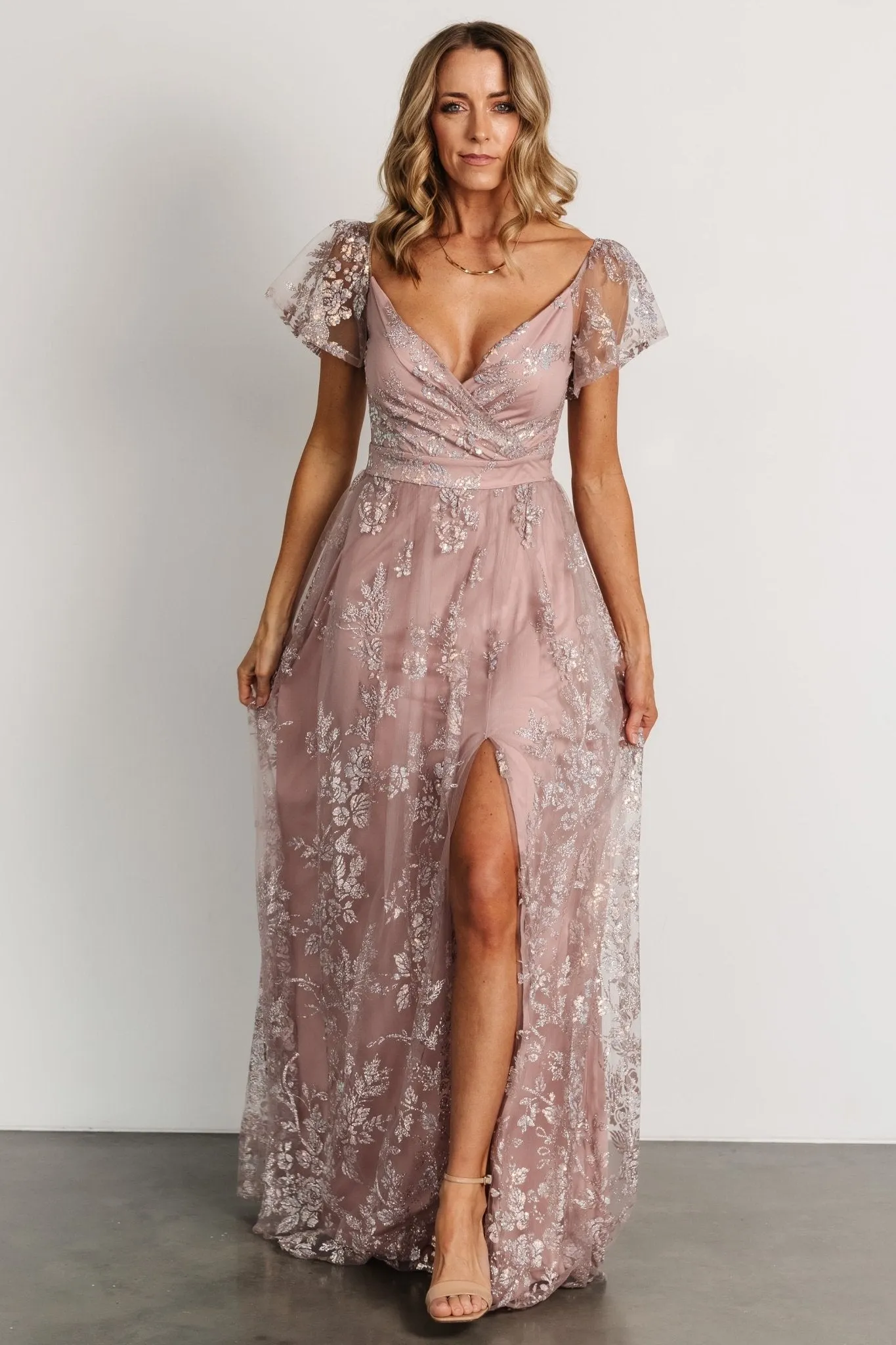 Corinne Shimmer Maxi Gown | Rose sold by Baltic Born product image thumbnail 4