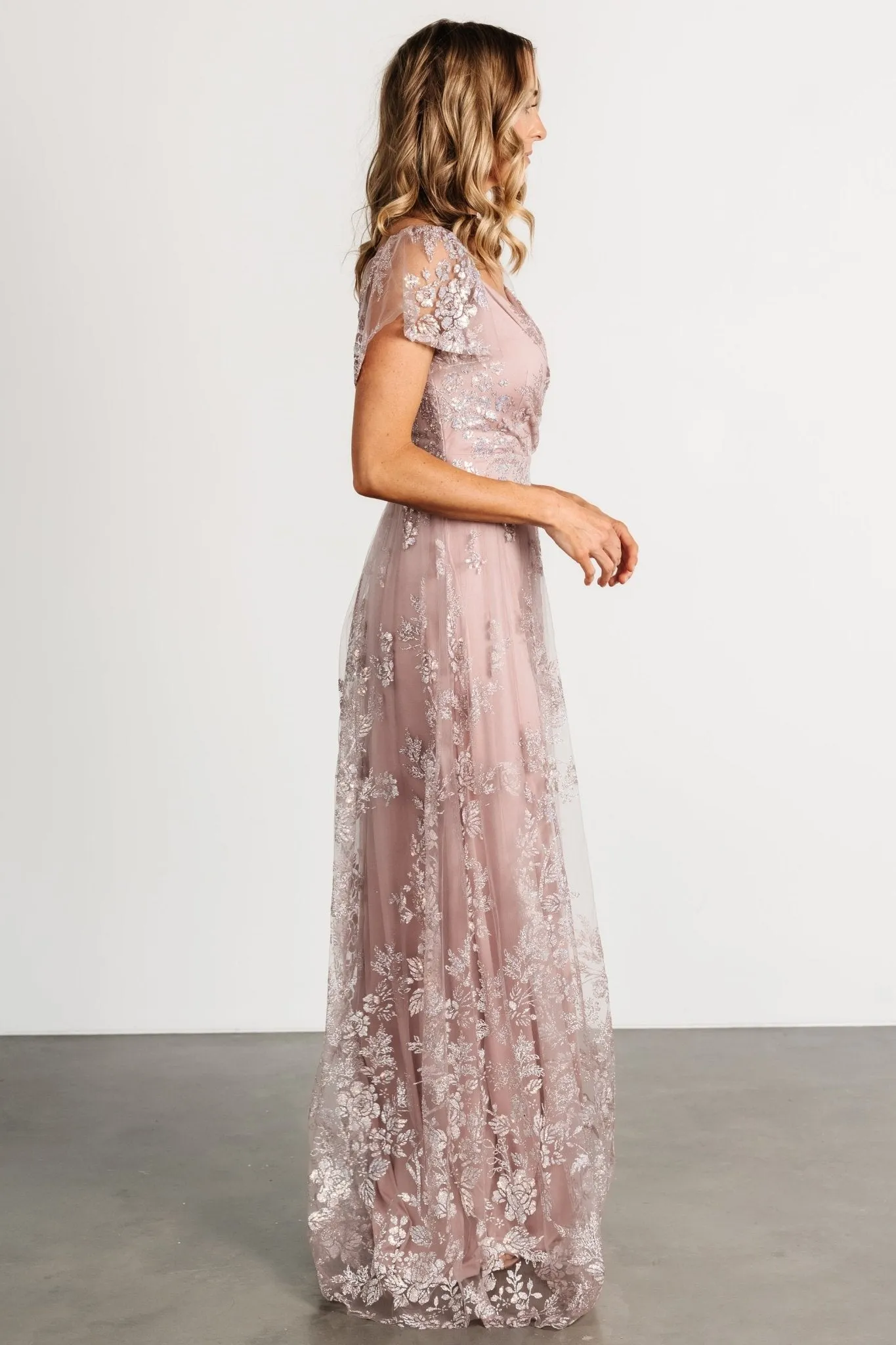 Corinne Shimmer Maxi Gown | Rose sold by Baltic Born product image thumbnail 3