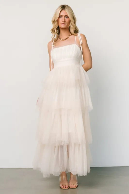 Alora Tulle Tiered Maxi Dress | Cream sold by Baltic Born